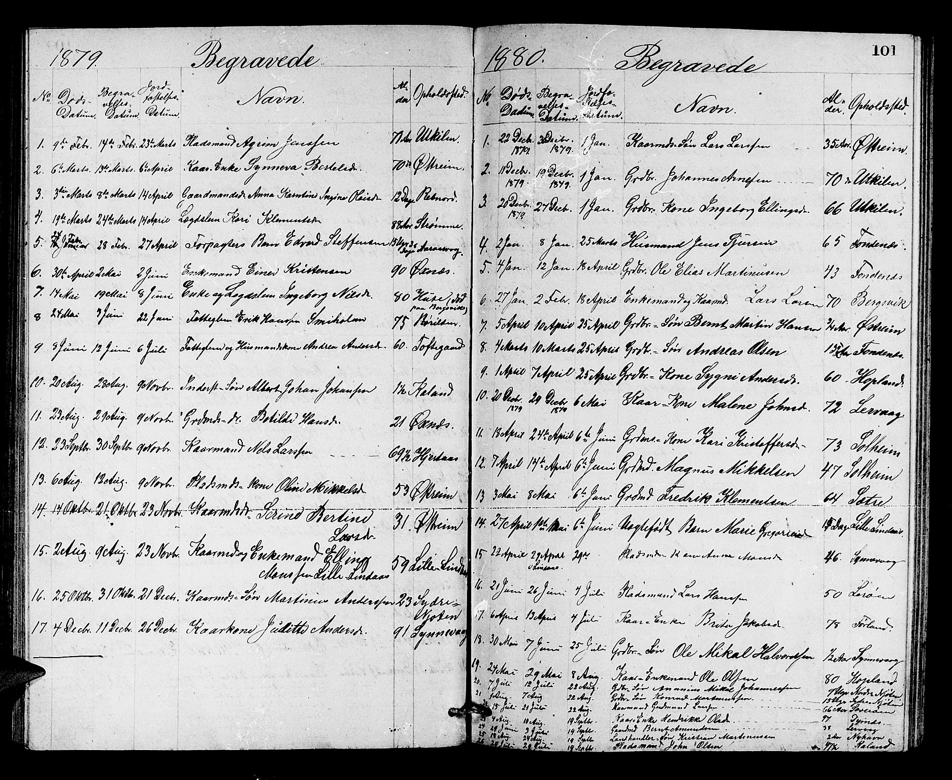 Lindås Sokneprestembete, SAB/A-76701/H/Hab: Parish register (copy) no. C 2, 1868-1885, p. 101