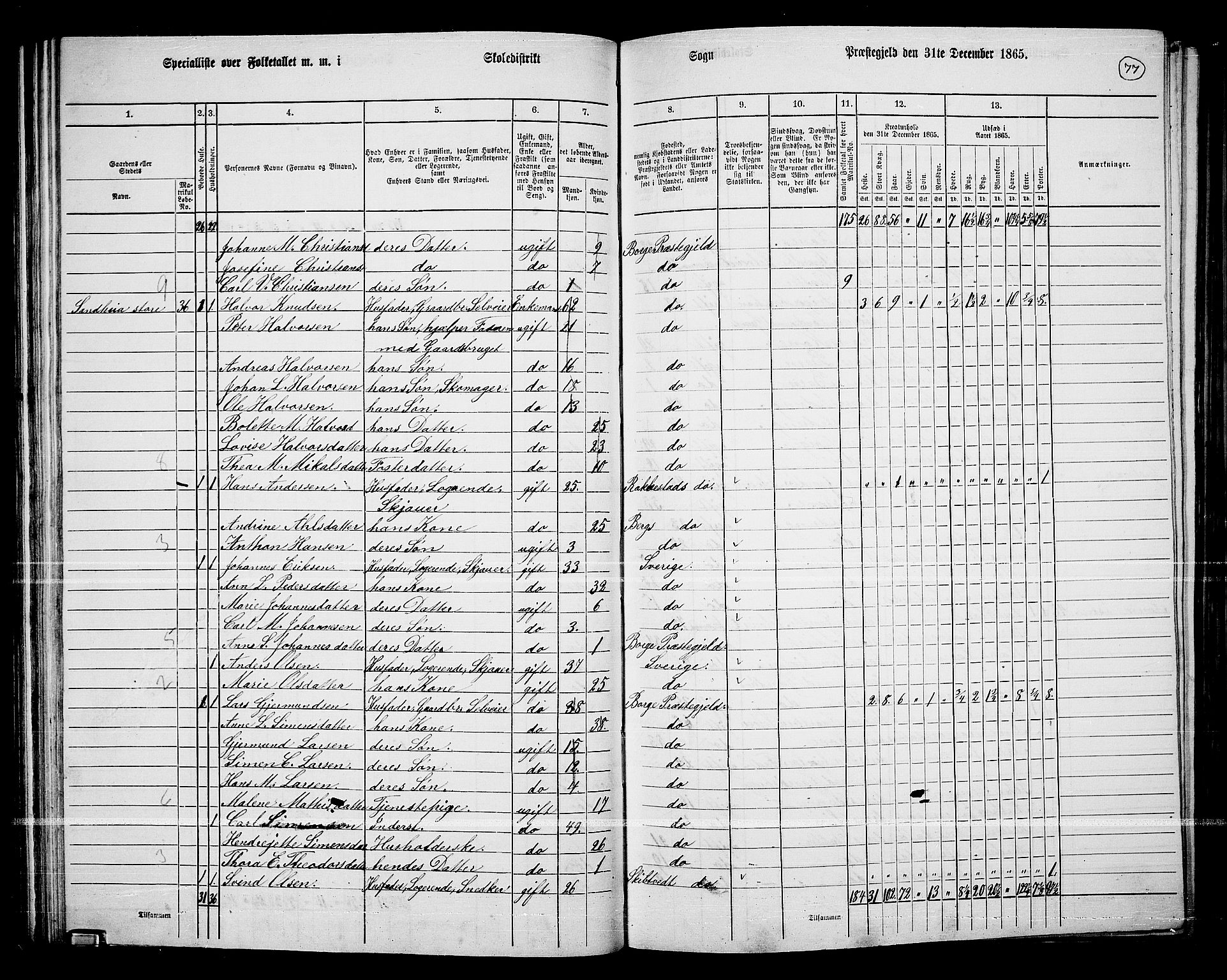 RA, 1865 census for Borge, 1865, p. 72