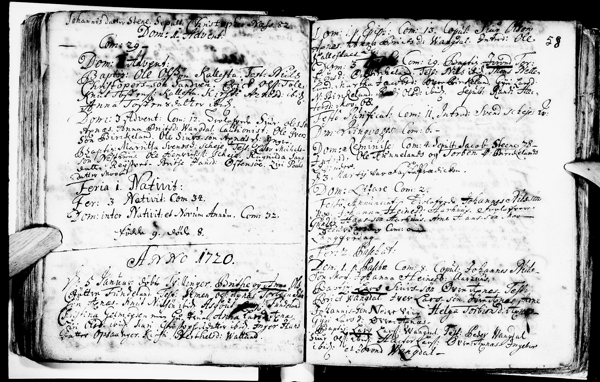 Kvam sokneprestembete, AV/SAB-A-76201/H/Haa: Parish register (official) no. A 2, 1696-1741, p. 58