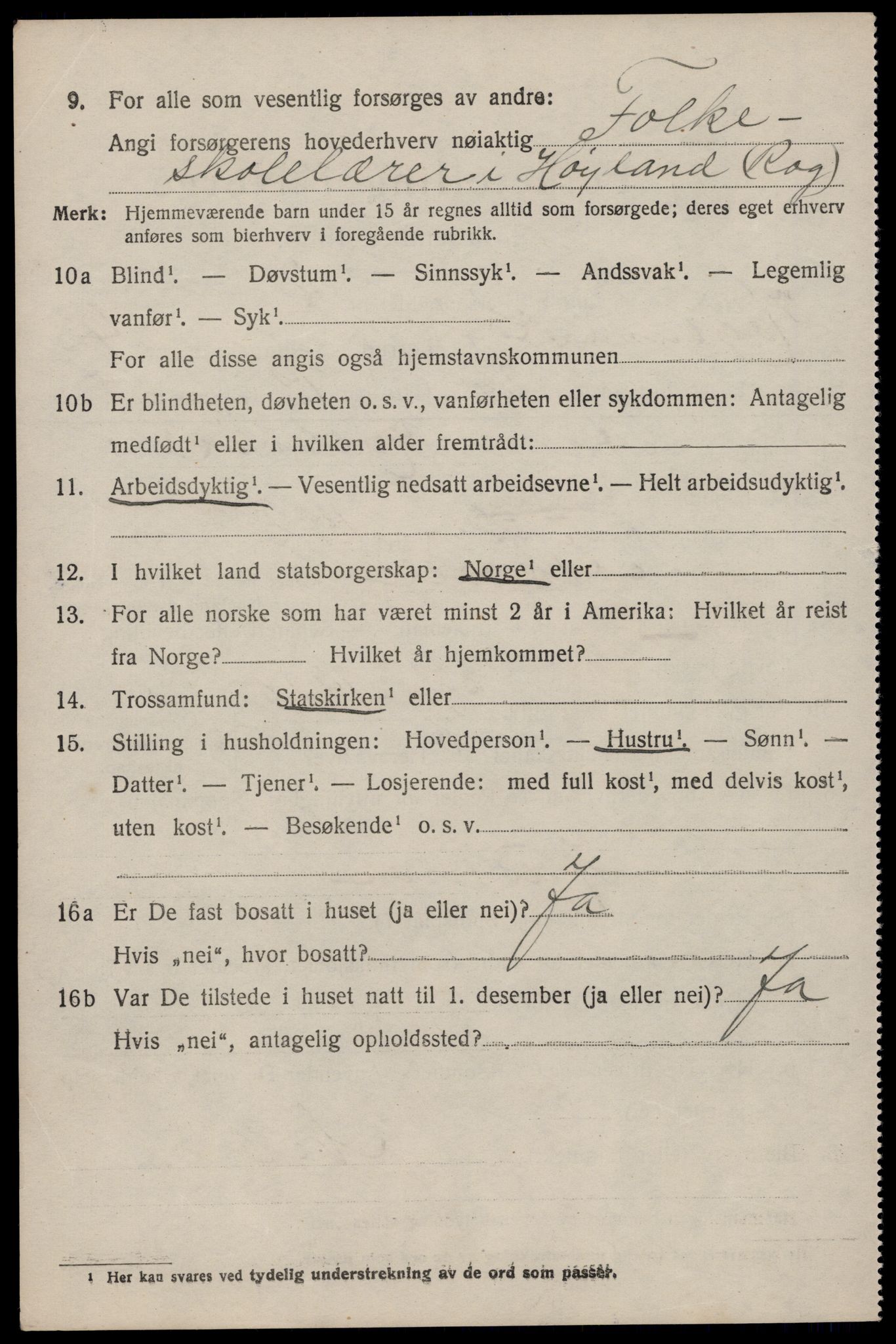 SAST, 1920 census for Høyland, 1920, p. 3719