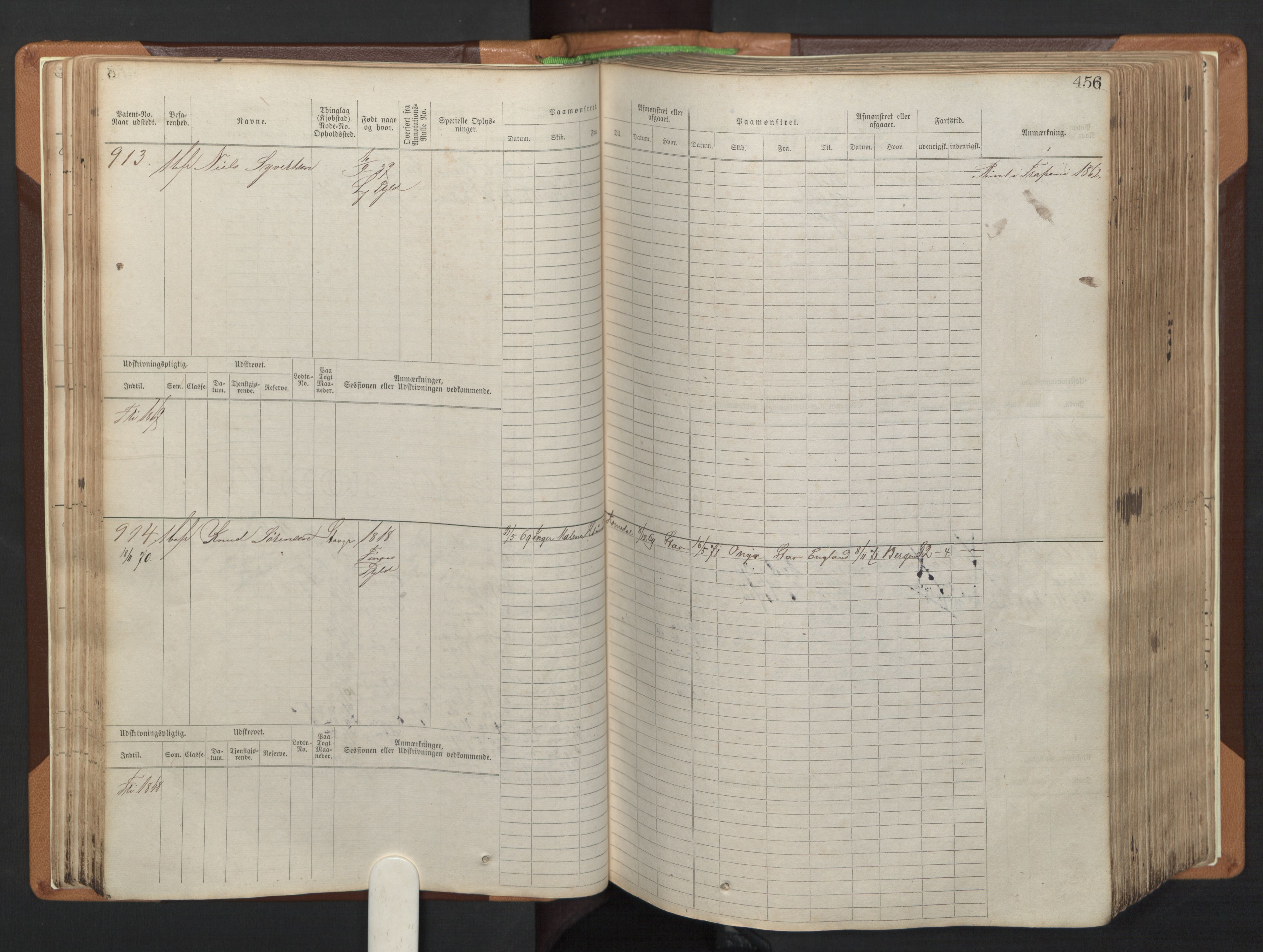 Stavanger sjømannskontor, AV/SAST-A-102006/F/Fb/Fbb/L0005: Sjøfartshovedrulle, patentnr. 793-1606 (del 2), 1869-1880, p. 65