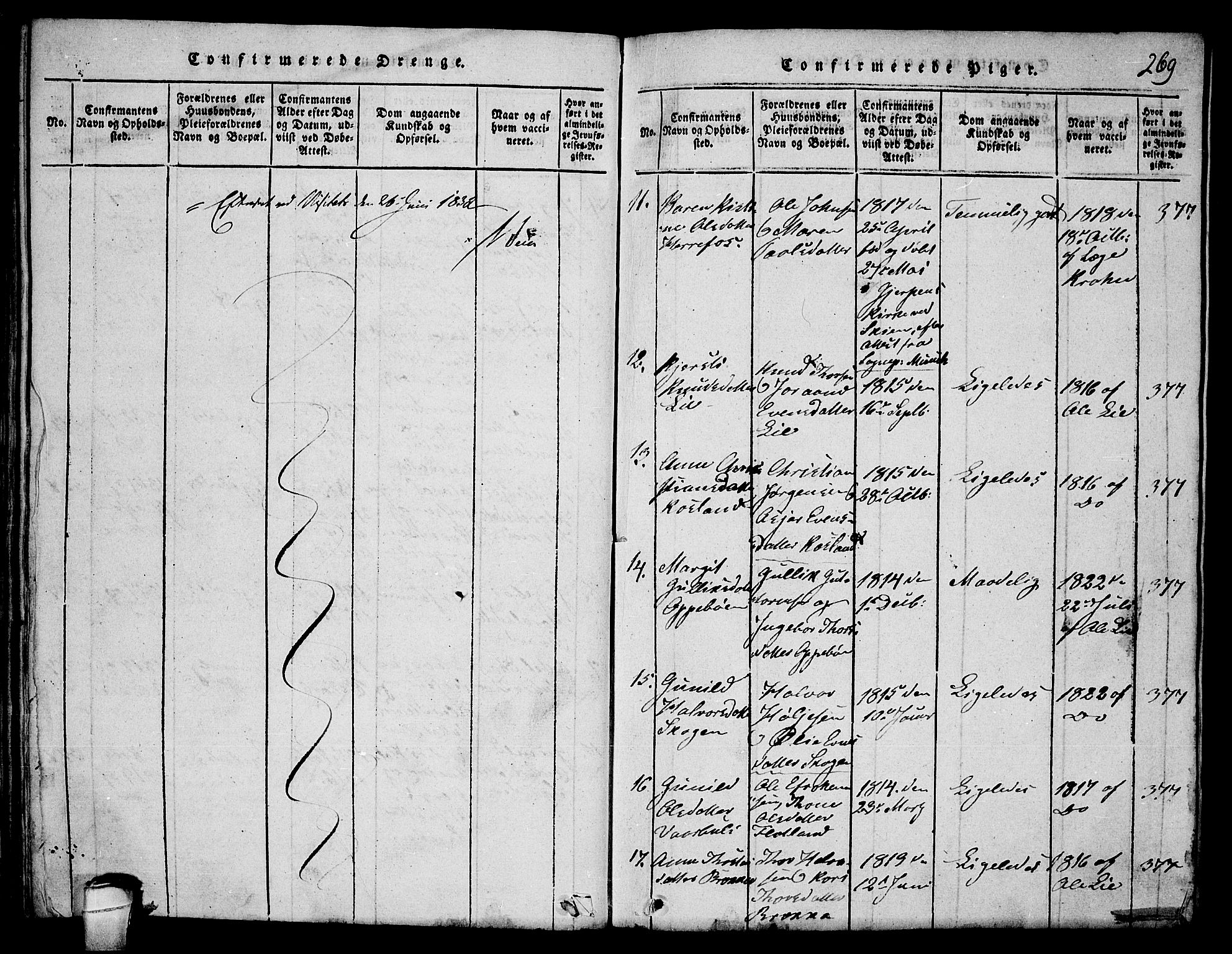 Seljord kirkebøker, AV/SAKO-A-20/F/Fa/L0010: Parish register (official) no. I 10, 1815-1831, p. 269