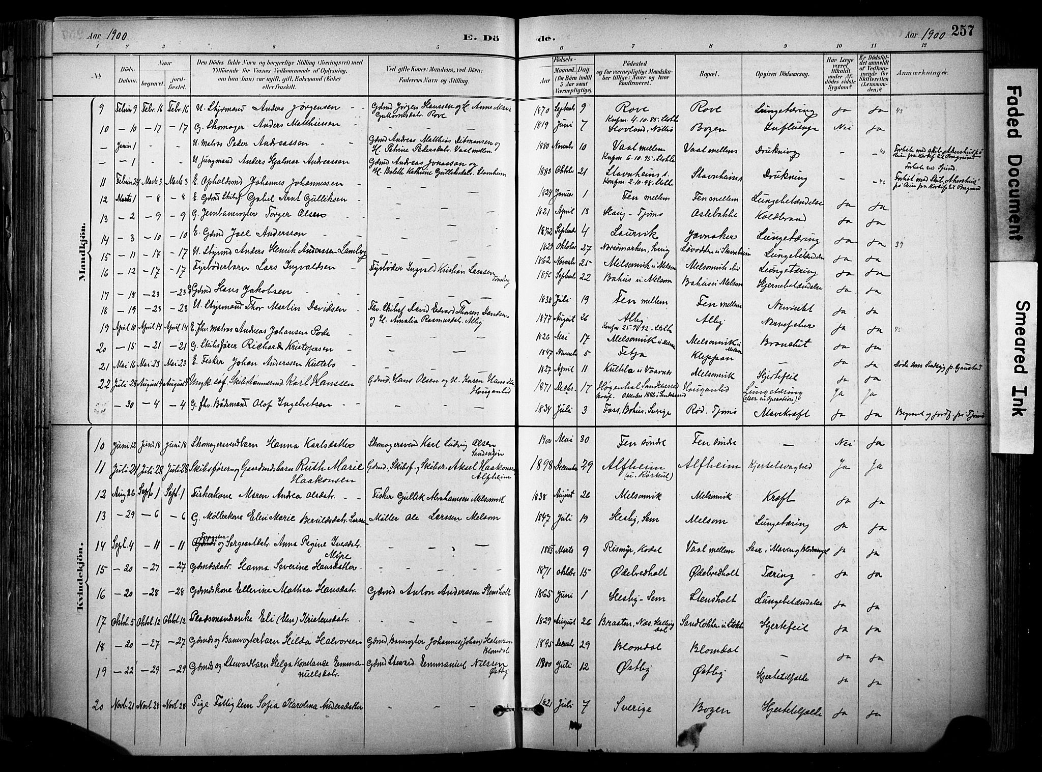 Stokke kirkebøker, SAKO/A-320/F/Fa/L0010: Parish register (official) no. I 10, 1884-1903, p. 257