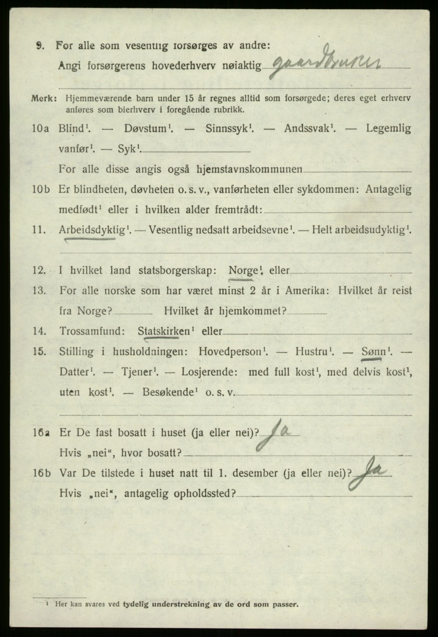 SAB, 1920 census for Gloppen, 1920, p. 5275