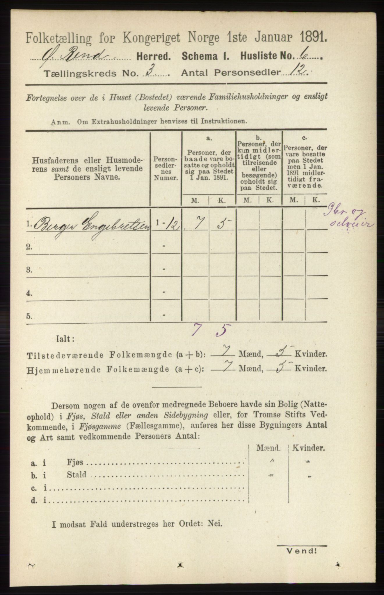 RA, 1891 census for 0433 Øvre Rendal, 1891, p. 805