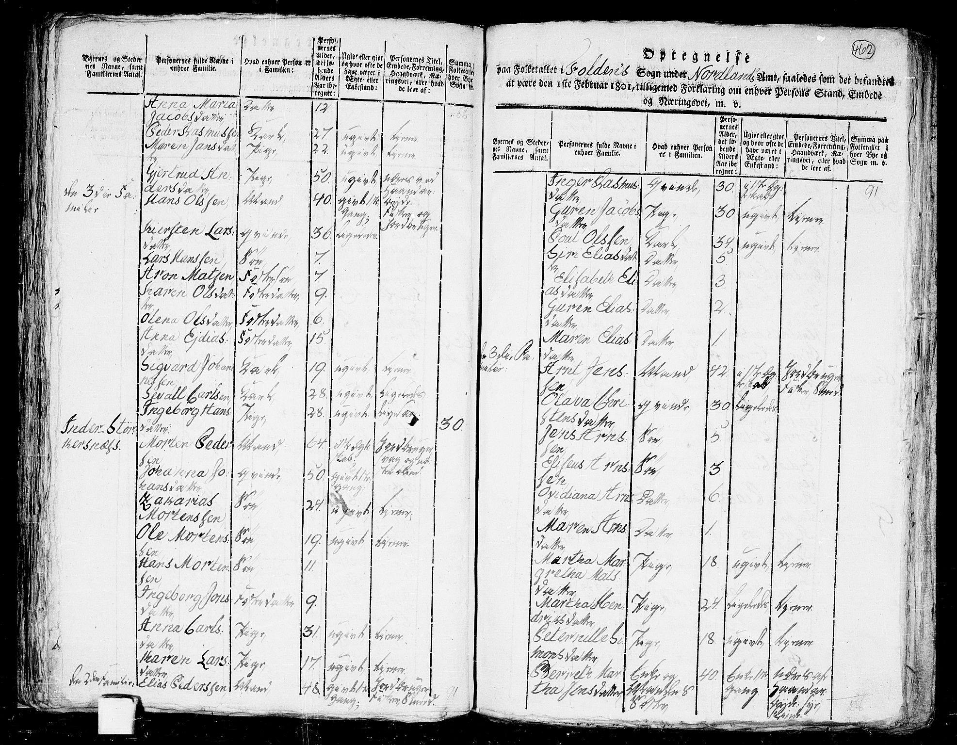 RA, 1801 census for 1845P Folda, 1801, p. 461b-462a