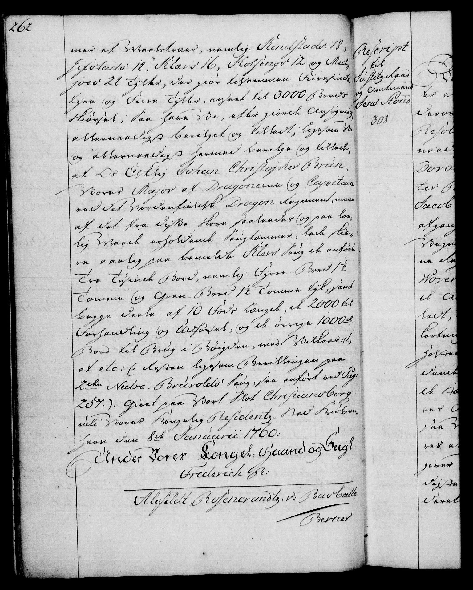 Rentekammeret, Kammerkanselliet, RA/EA-3111/G/Gg/Gga/L0007: Norsk ekspedisjonsprotokoll med register (merket RK 53.7), 1759-1768, p. 262