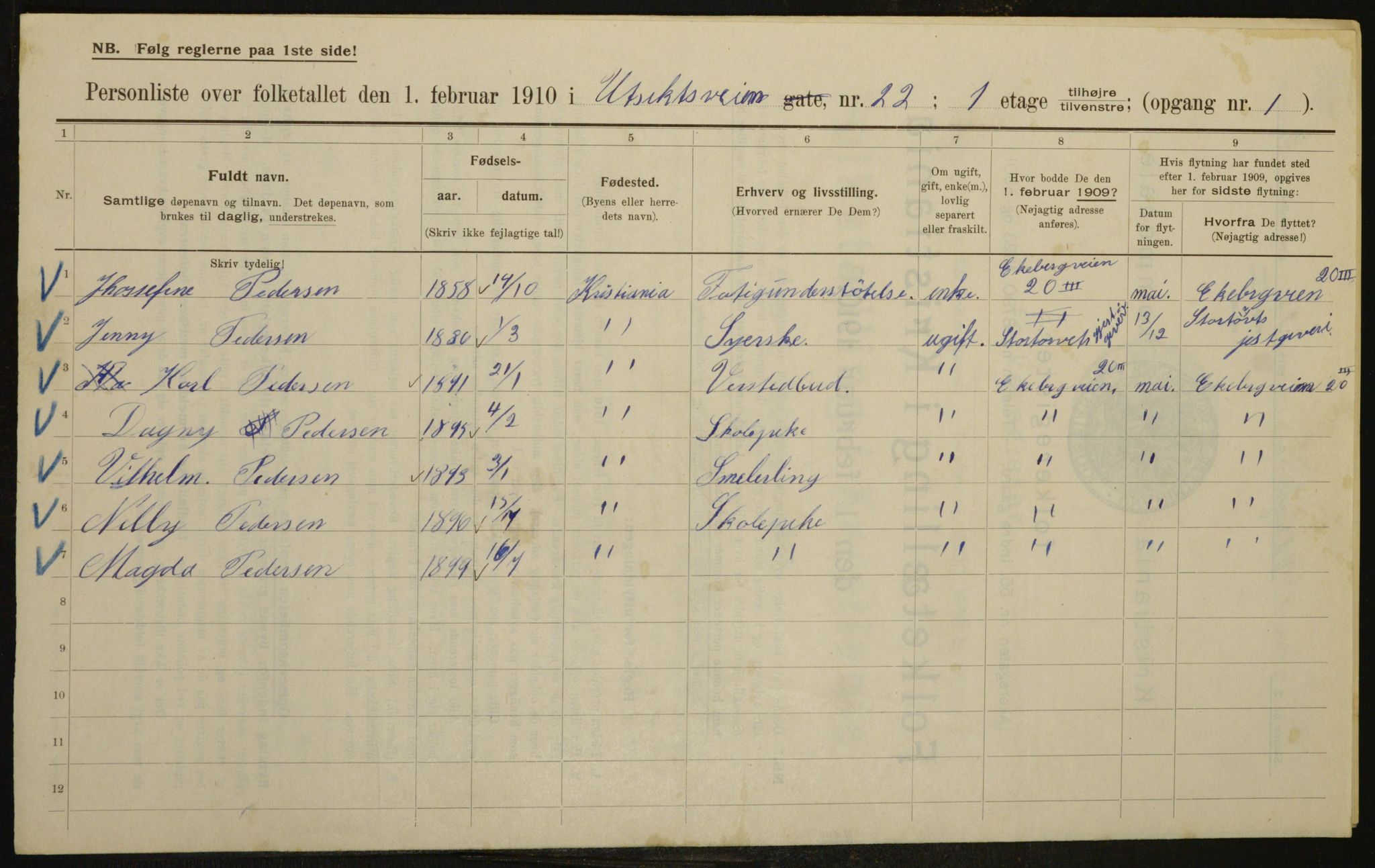 OBA, Municipal Census 1910 for Kristiania, 1910, p. 115055