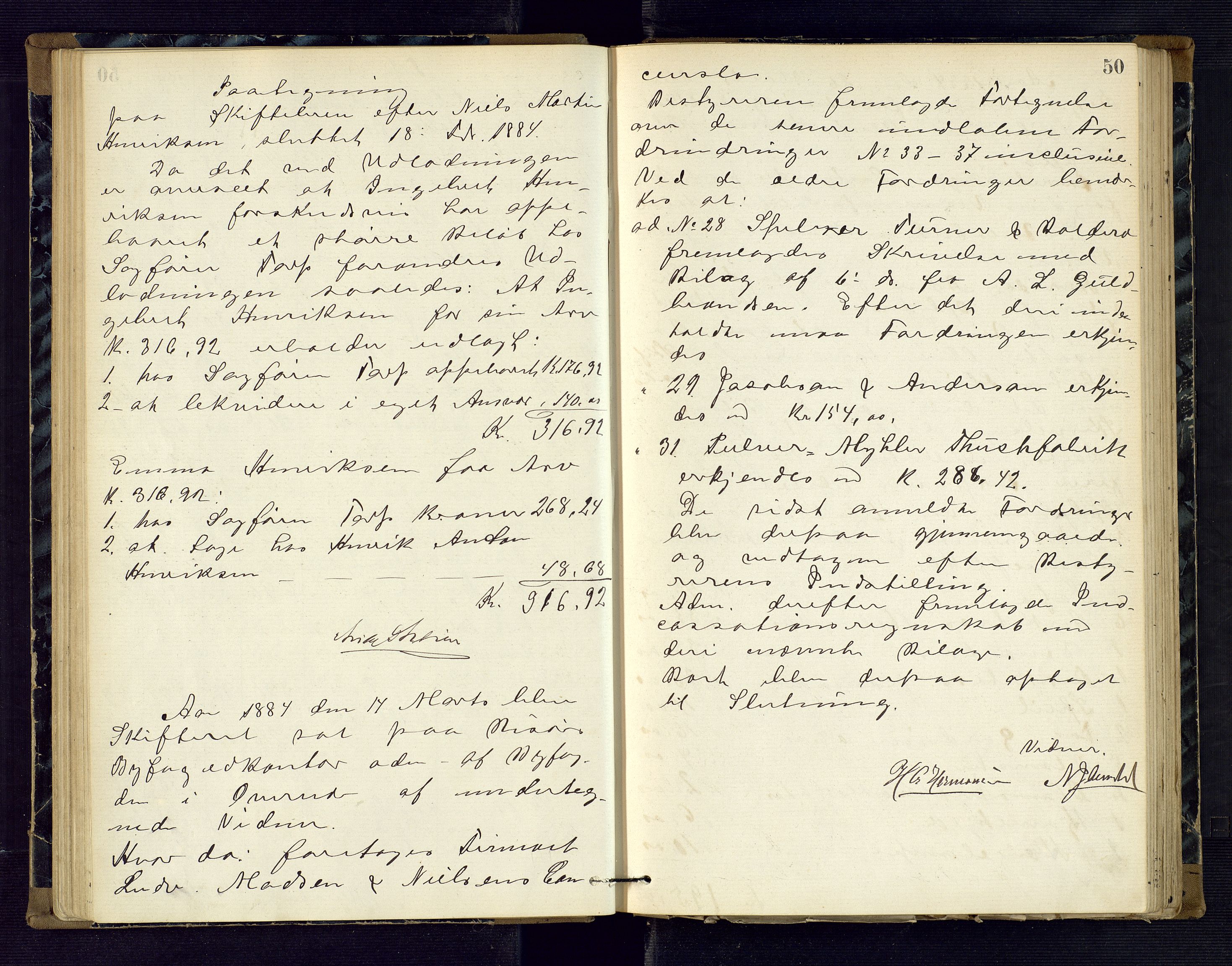 Risør byfogd, AV/SAK-1222-0005/H/Hc/L0004: Skifteprotokoll nr. 3B, 1882-1886, p. 50