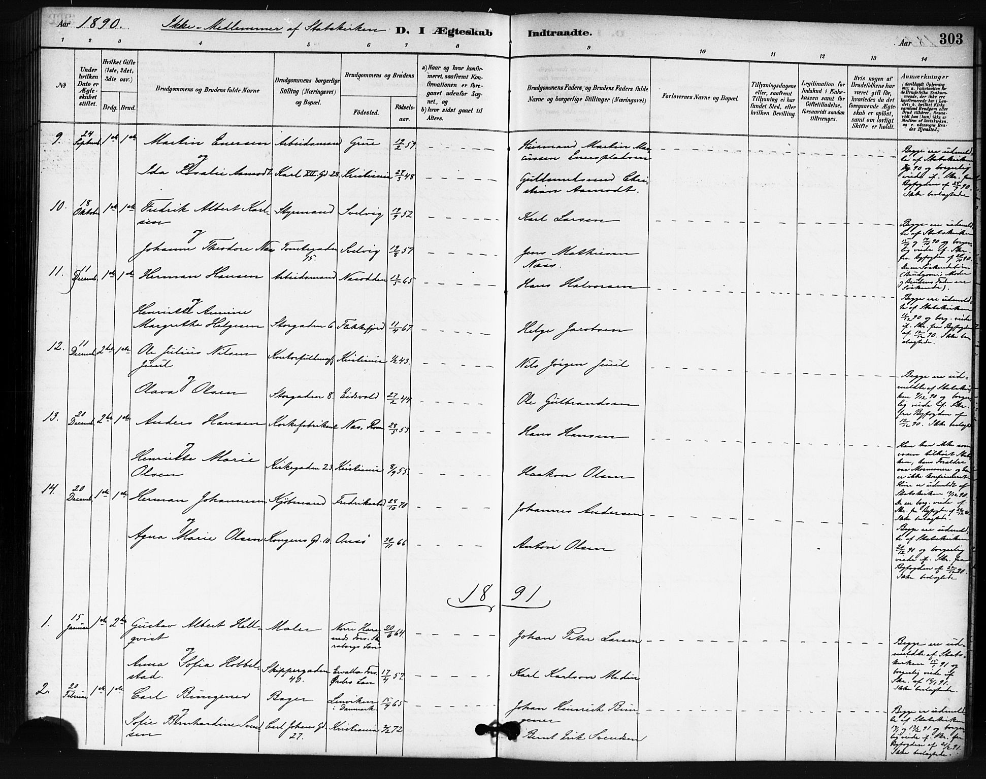 Oslo domkirke Kirkebøker, SAO/A-10752/F/Fa/L0032: Parish register (official) no. 32, 1885-1902, p. 303