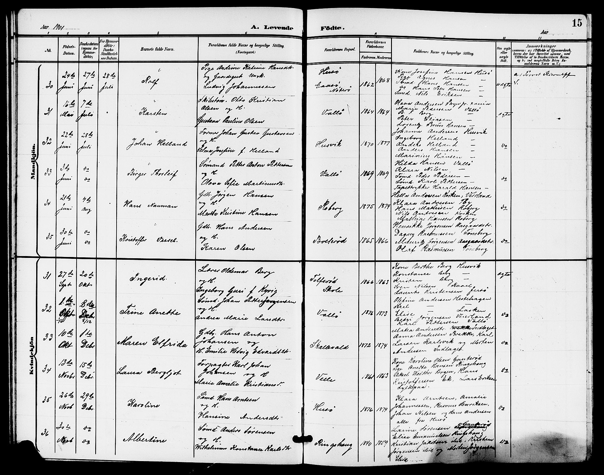 Sem kirkebøker, AV/SAKO-A-5/G/Gb/L0003: Parish register (copy) no. II 3, 1900-1913, p. 15