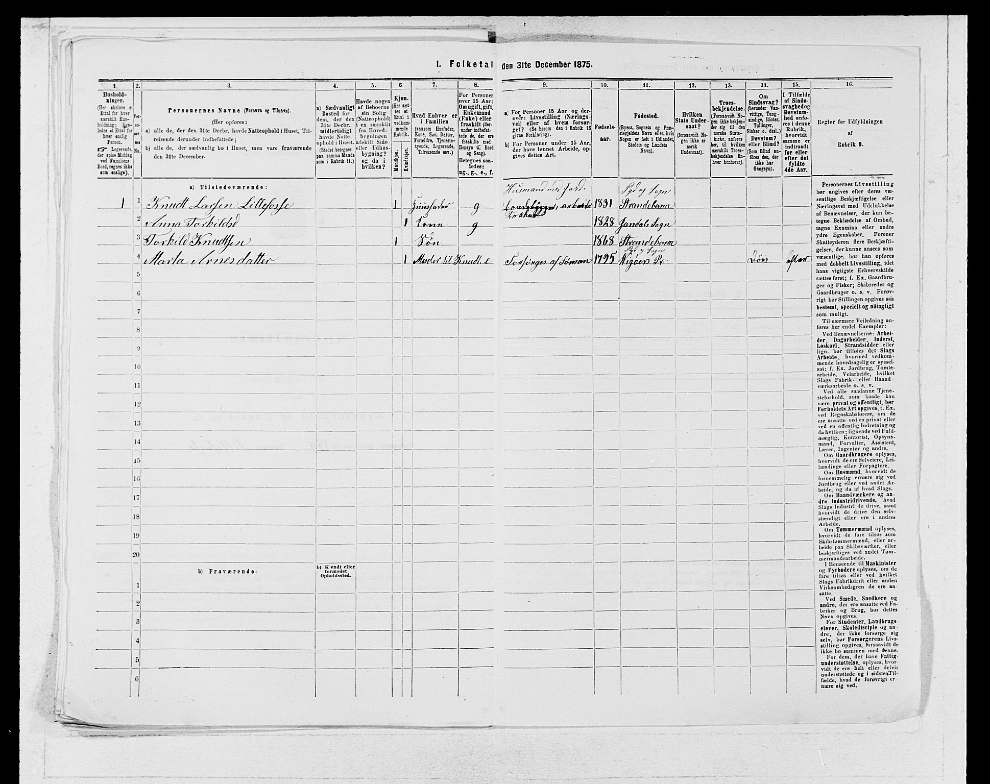 SAB, 1875 census for 1226P Strandebarm, 1875, p. 174