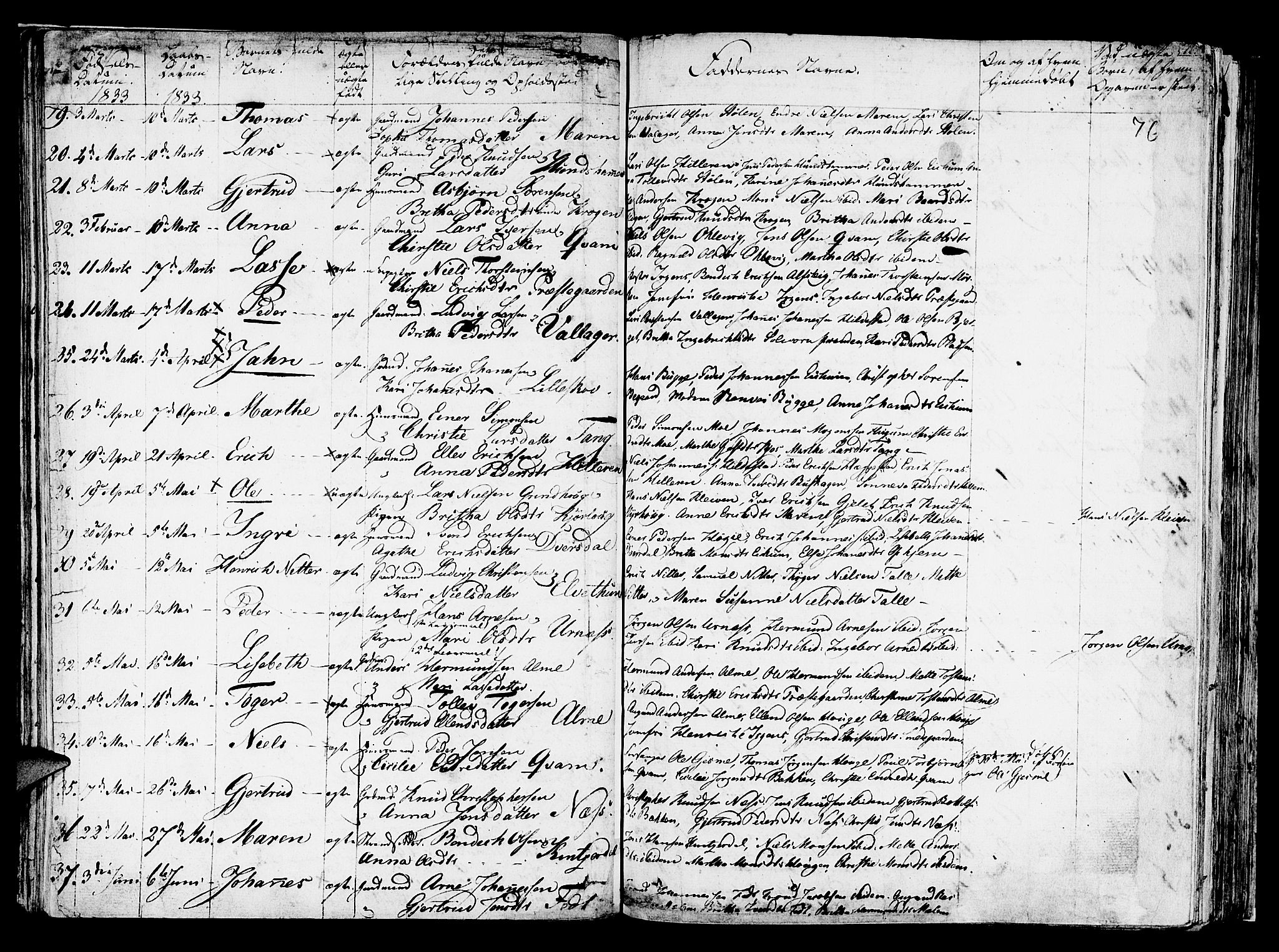 Hafslo sokneprestembete, AV/SAB-A-80301/H/Haa/Haaa/L0004: Parish register (official) no. A 4, 1821-1834, p. 76