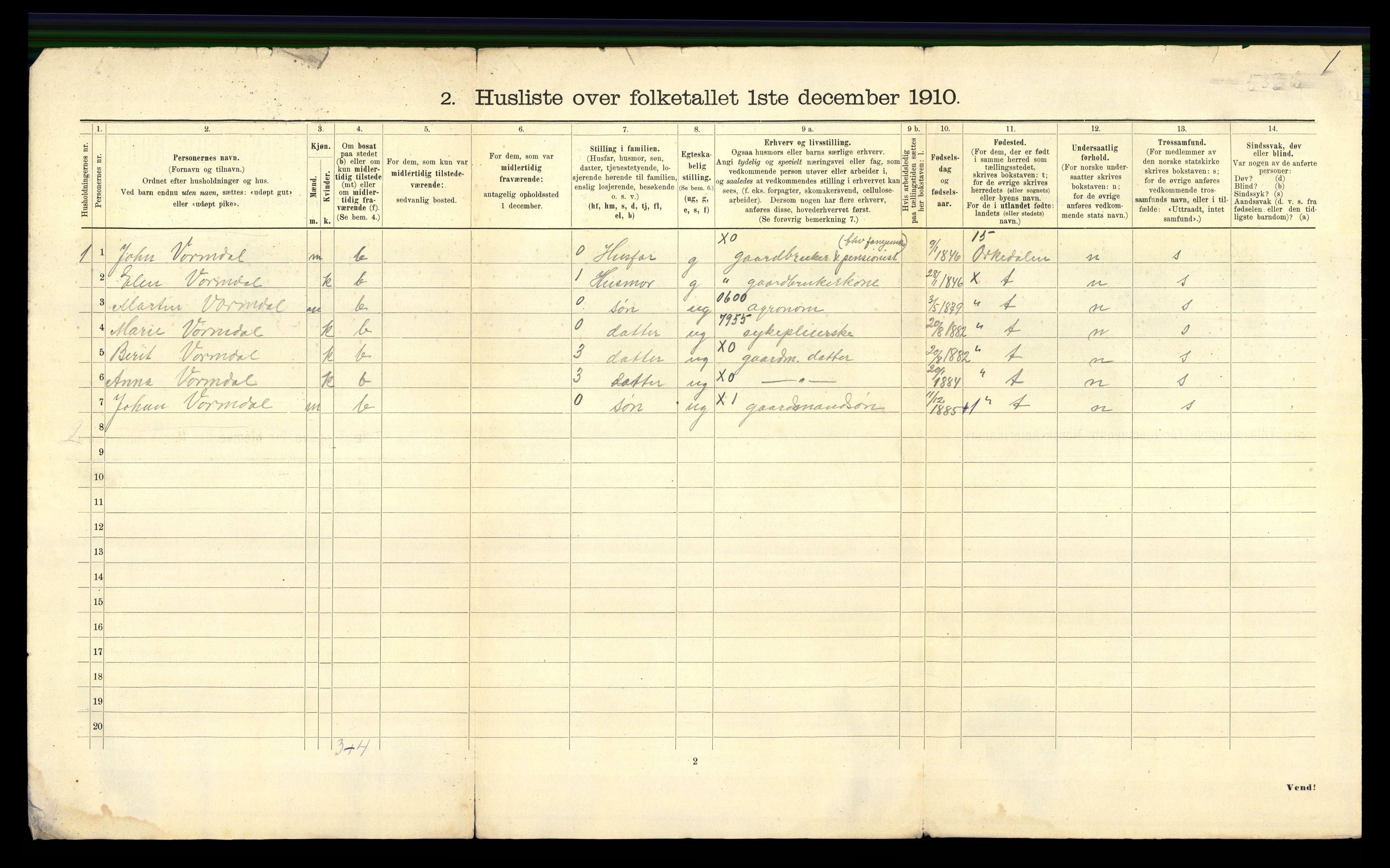 RA, 1910 census for Geitastrand, 1910, p. 19