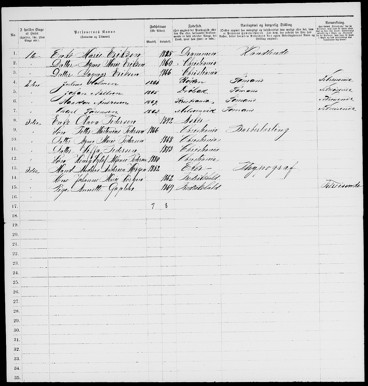 RA, 1885 census for 0301 Kristiania, 1885, p. 6837