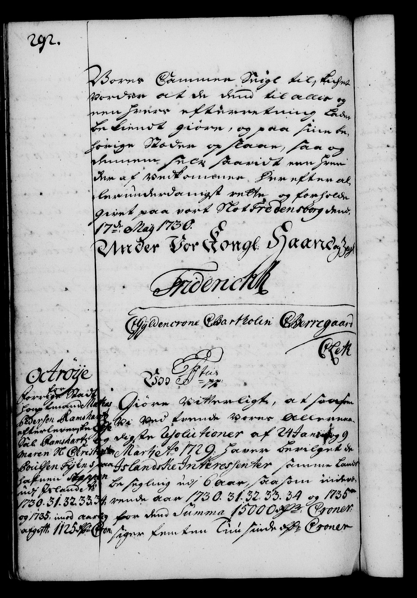 Rentekammeret, Kammerkanselliet, AV/RA-EA-3111/G/Gg/Gga/L0003: Norsk ekspedisjonsprotokoll med register (merket RK 53.3), 1727-1734, p. 292