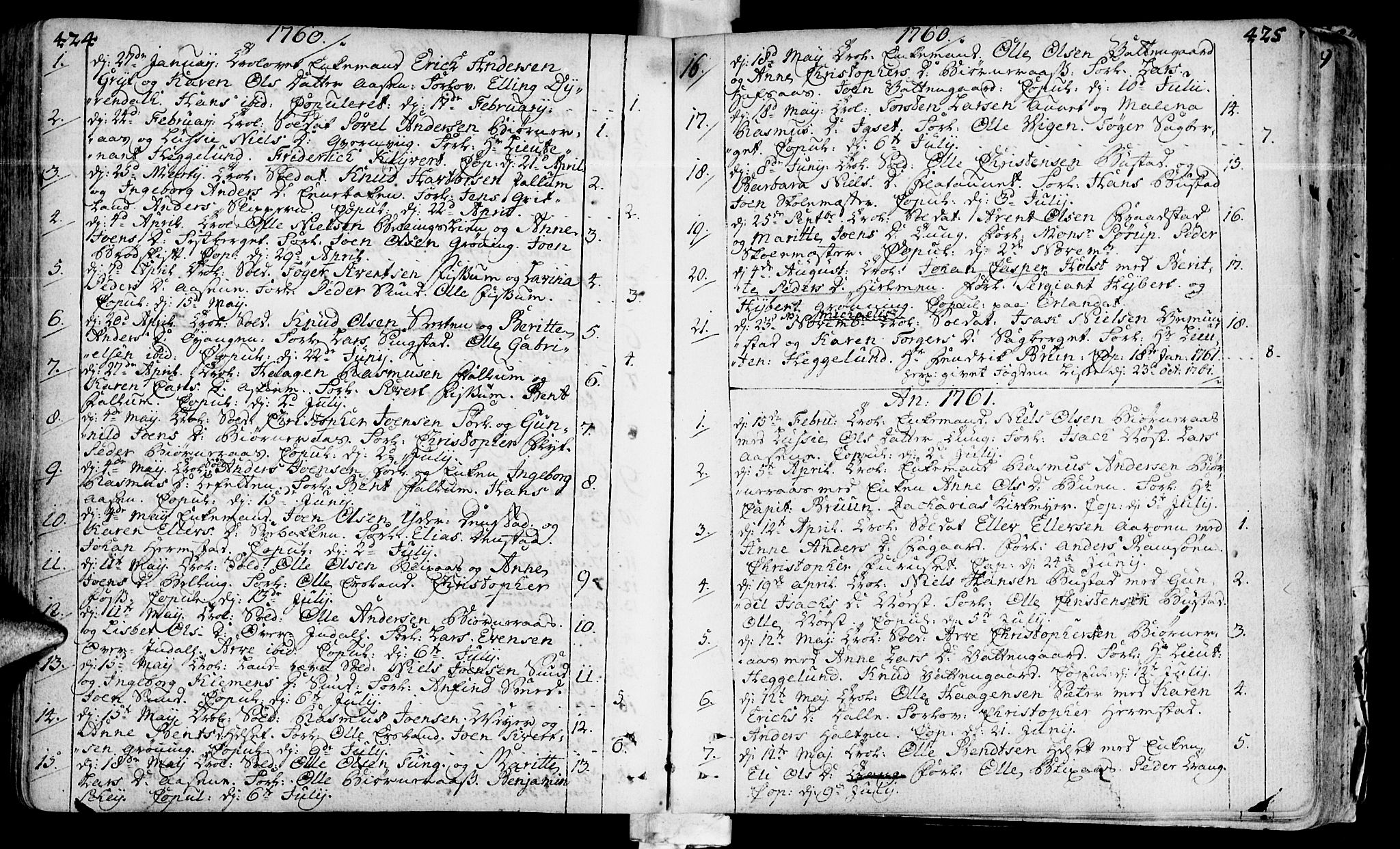 Ministerialprotokoller, klokkerbøker og fødselsregistre - Sør-Trøndelag, SAT/A-1456/646/L0605: Parish register (official) no. 646A03, 1751-1790, p. 424-425
