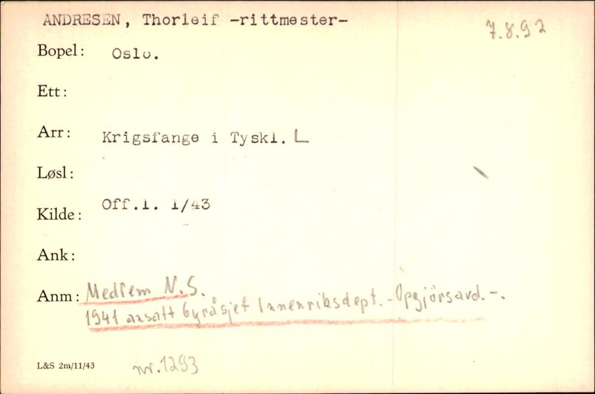 Forsvaret, Forsvarets krigshistoriske avdeling, AV/RA-RAFA-2017/Y/Yf/L0200: II-C-11-2102  -  Norske krigsfanger i Tyskland, 1940-1945, p. 44