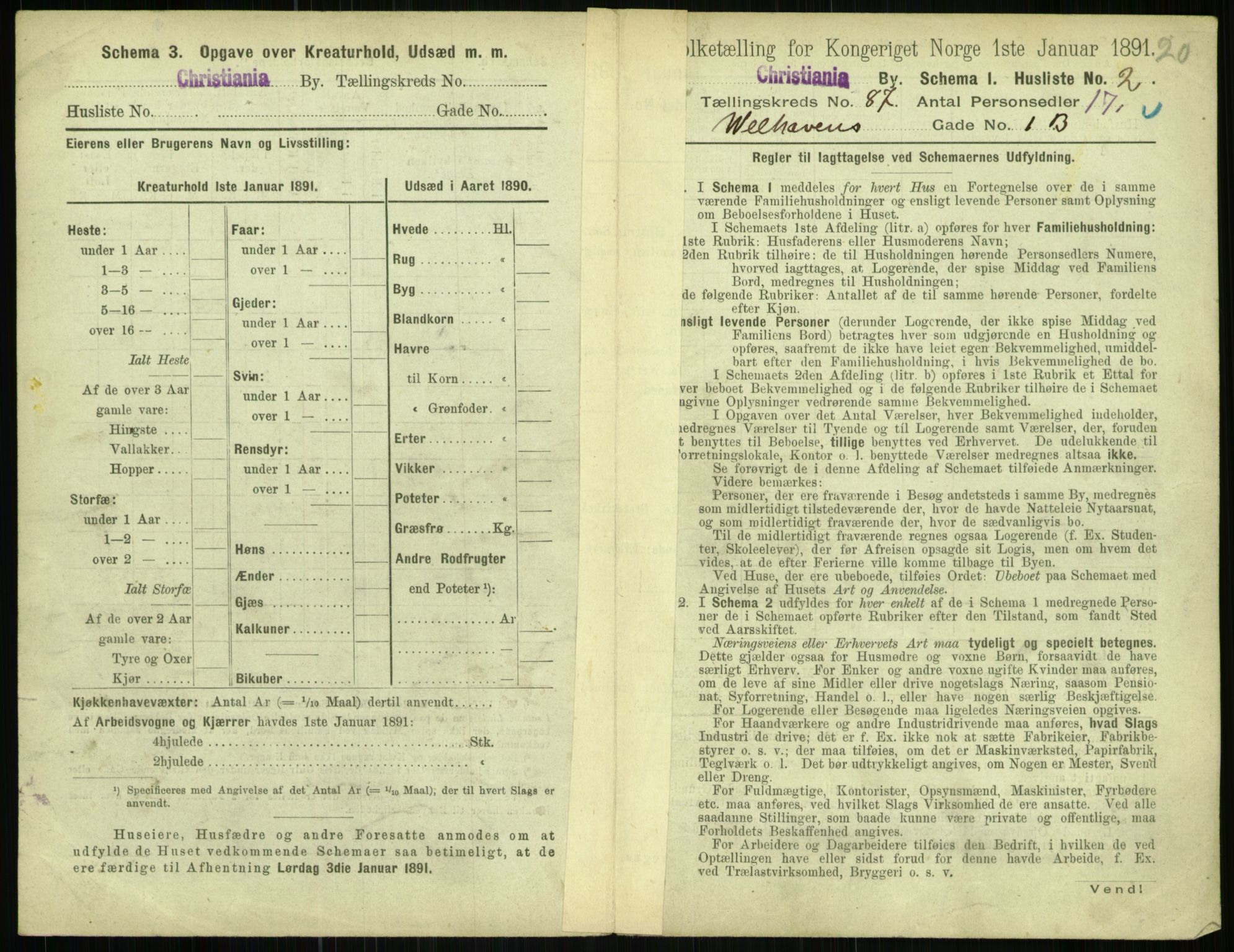 RA, 1891 census for 0301 Kristiania, 1891, p. 43397