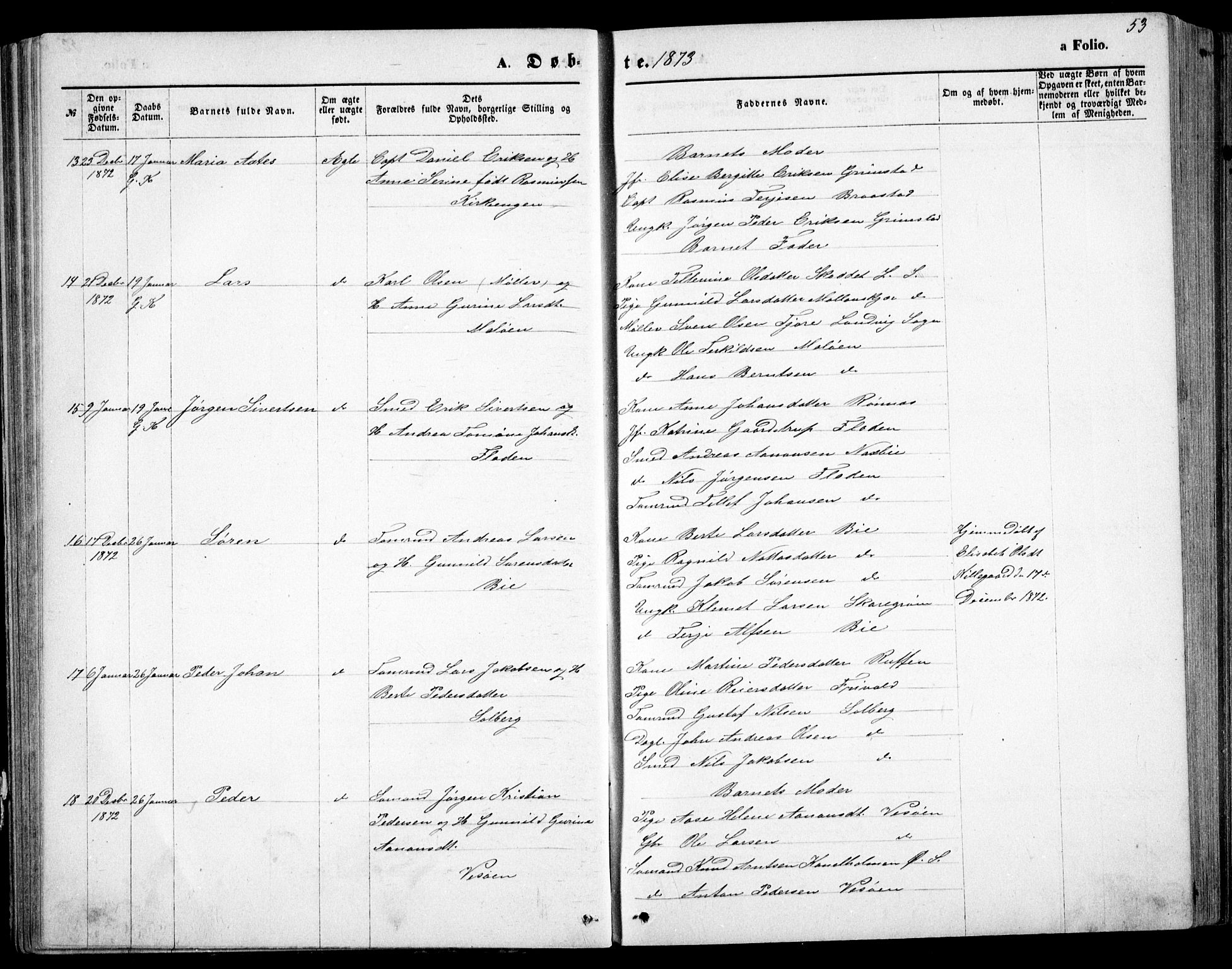 Fjære sokneprestkontor, AV/SAK-1111-0011/F/Fb/L0010: Parish register (copy) no. B 10, 1871-1880, p. 53