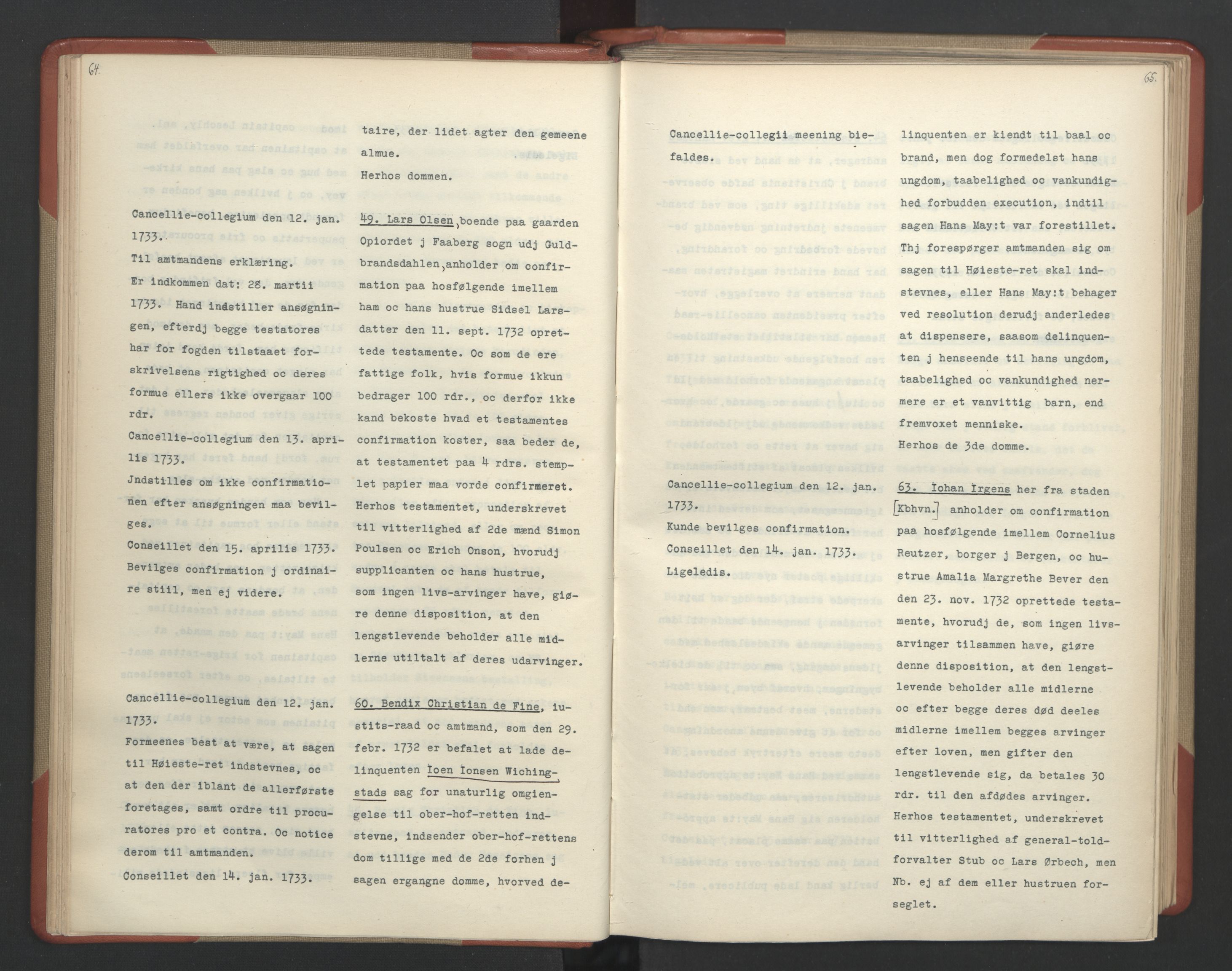 Avskriftsamlingen, AV/RA-EA-4022/F/Fa/L0096: Supplikker, 1733, p. 36
