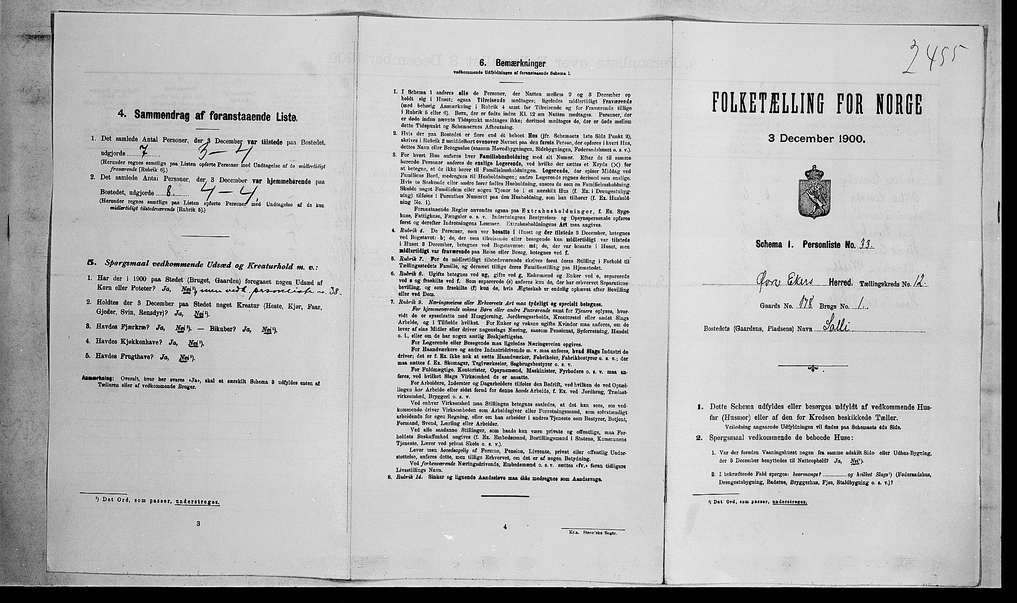 RA, 1900 census for Øvre Eiker, 1900, p. 2237