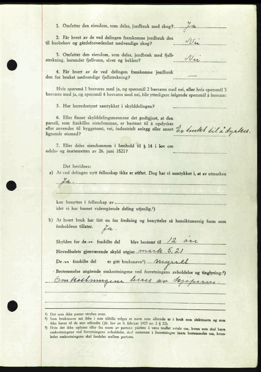 Romsdal sorenskriveri, AV/SAT-A-4149/1/2/2C: Mortgage book no. A12, 1942-1942, Diary no: : 1254/1942