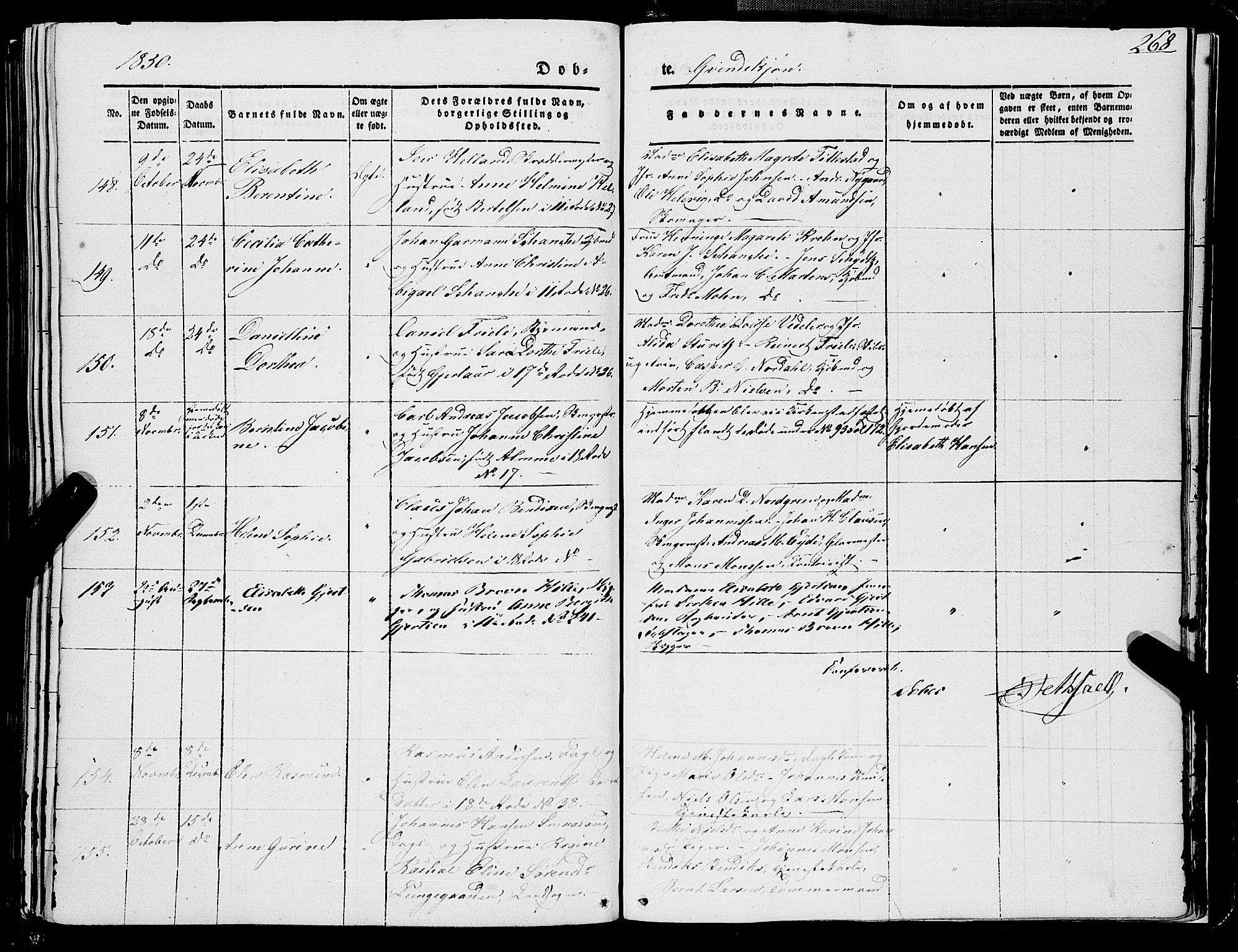 Domkirken sokneprestembete, AV/SAB-A-74801/H/Haa/L0019: Parish register (official) no. B 2, 1841-1851, p. 268