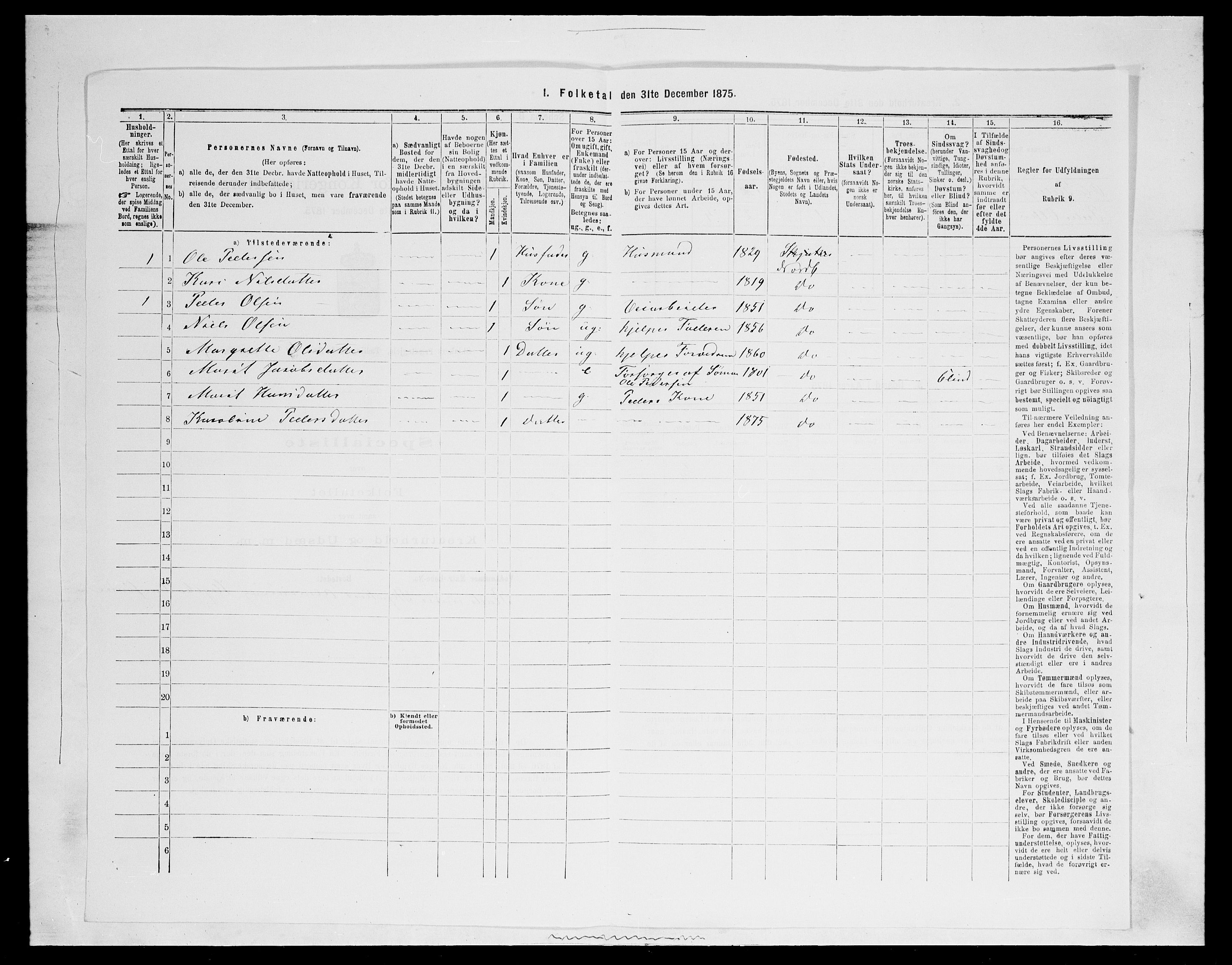 SAH, 1875 census for 0513P Skjåk, 1875, p. 722