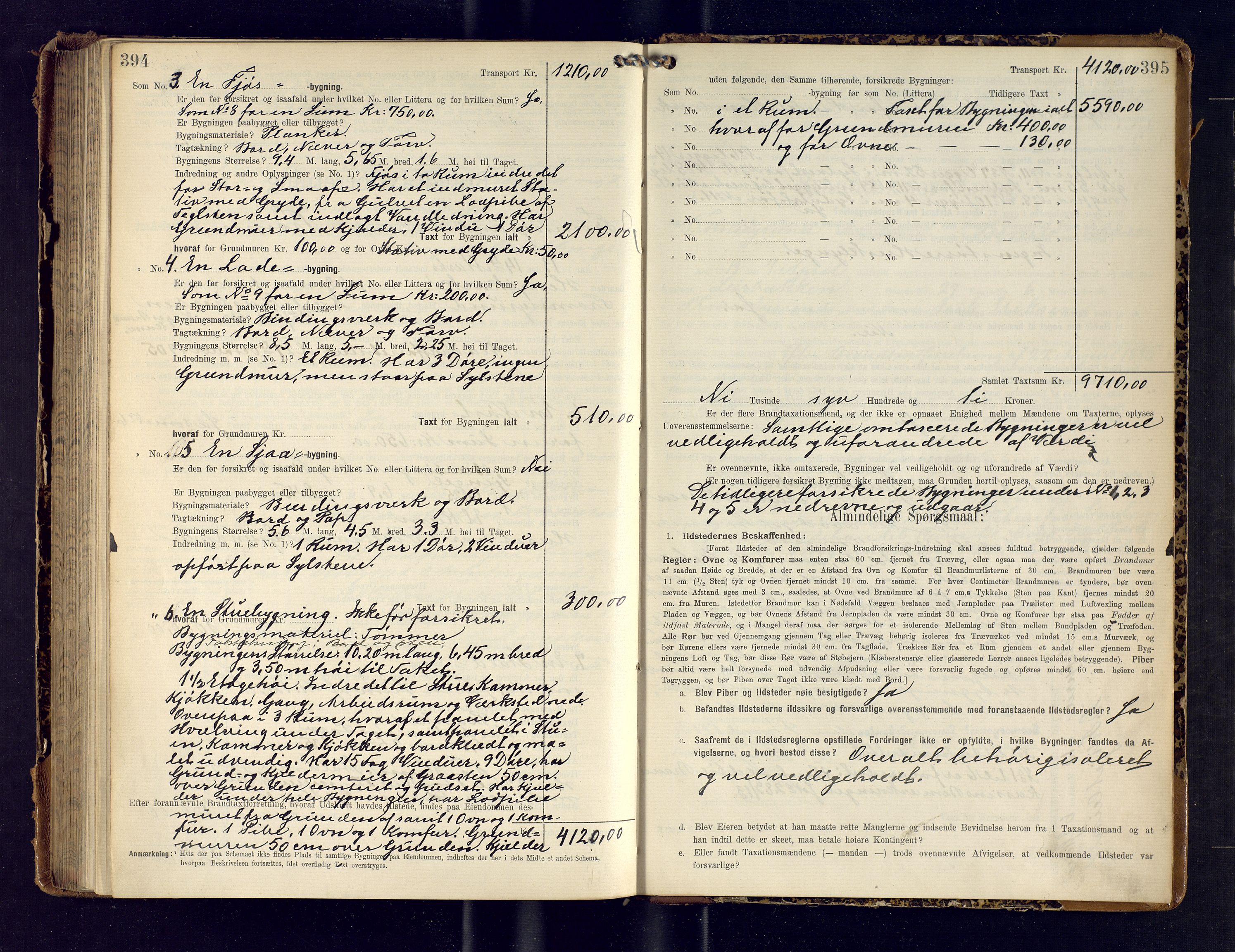 Tromsøysund lensmannskontor, AV/SATØ-SATØ-12/F/Fs/Fsb/L0738: Branntakstprotokoll (S).  Med register, 1908-1913, p. 394-395