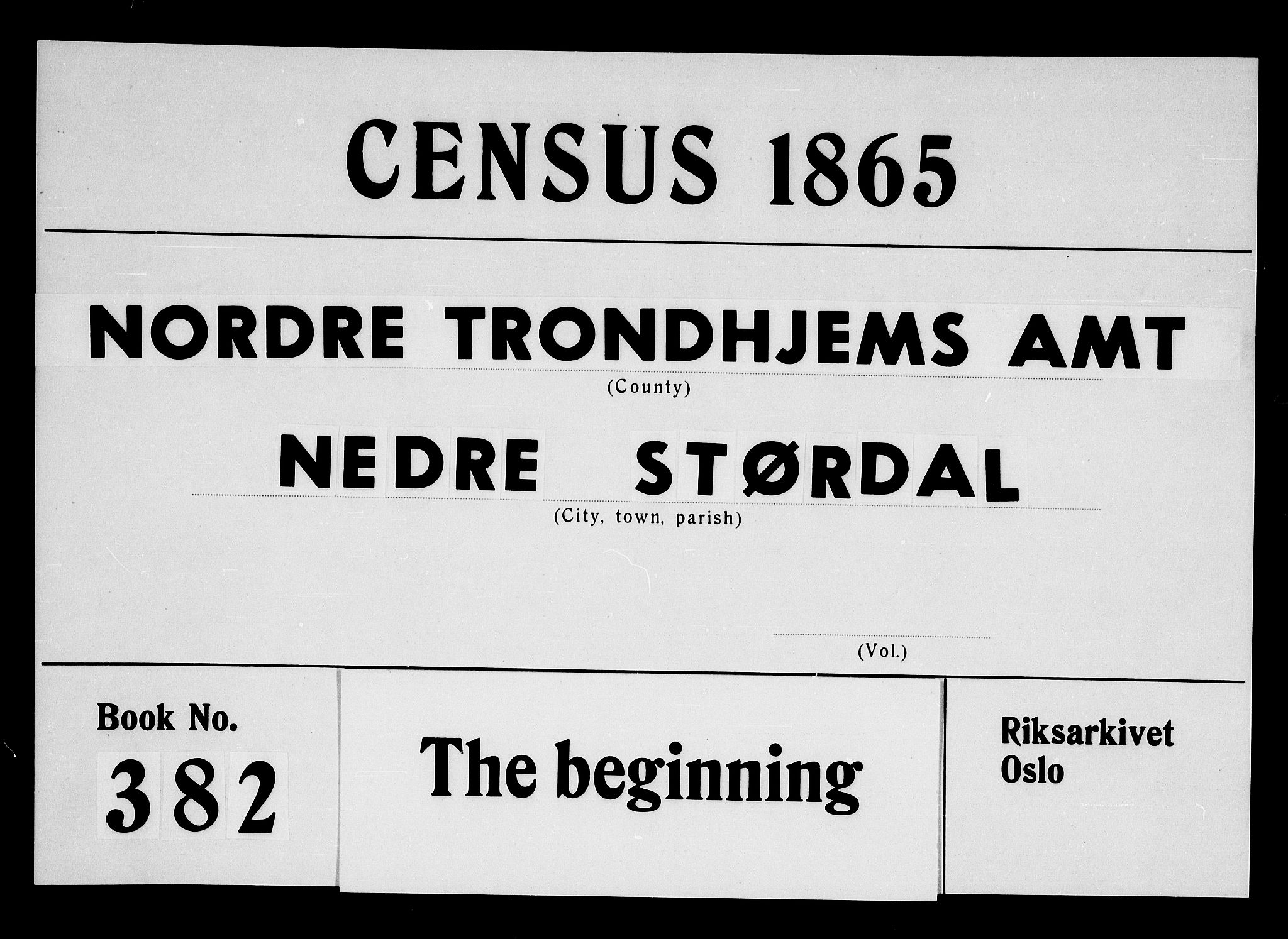 RA, 1865 census for Nedre Stjørdal, 1865, p. 1