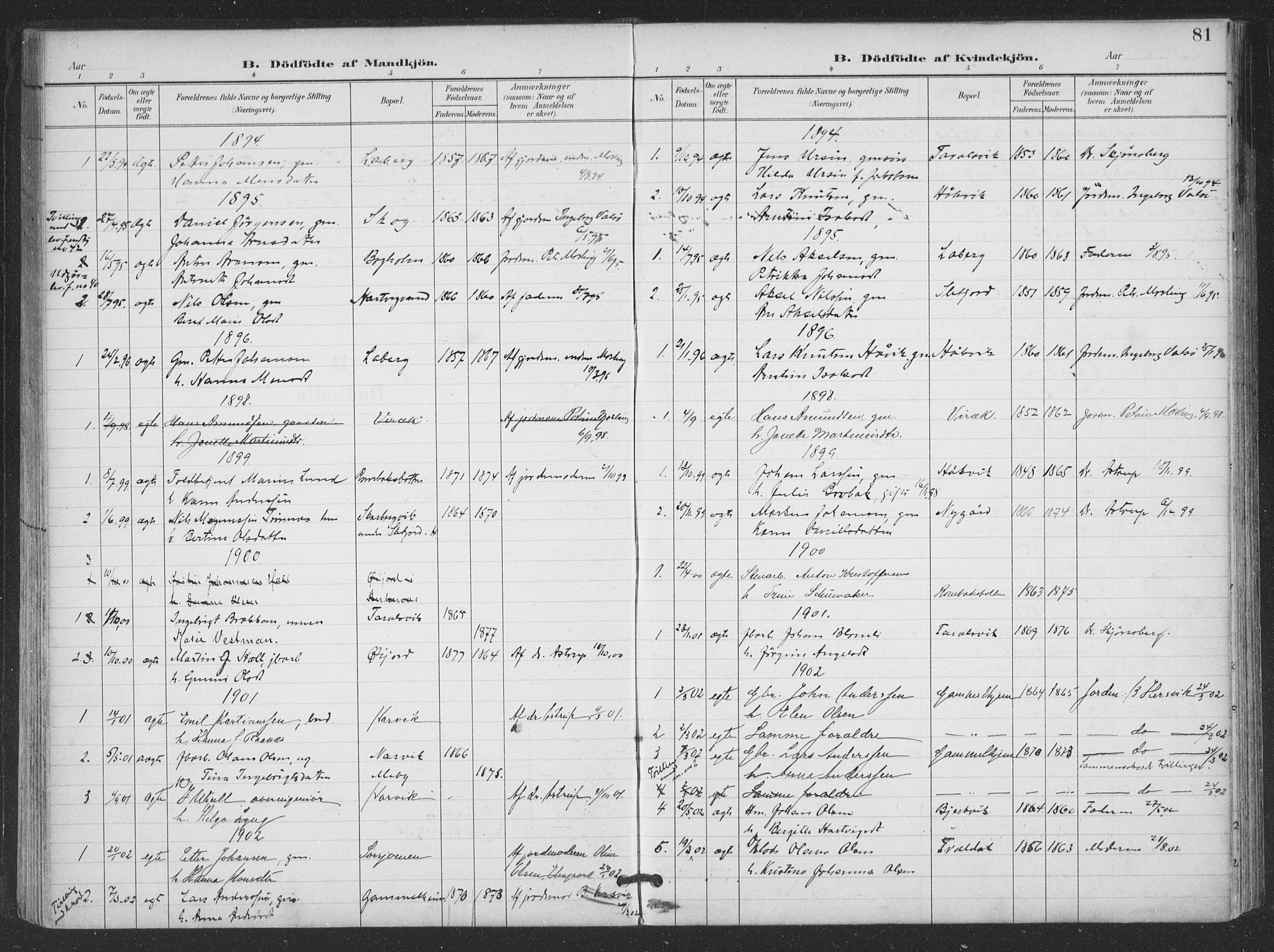 Ministerialprotokoller, klokkerbøker og fødselsregistre - Nordland, SAT/A-1459/866/L0939: Parish register (official) no. 866A02, 1894-1906, p. 81