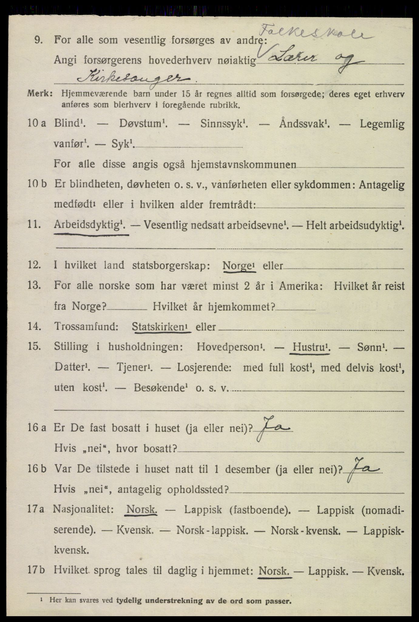 SAT, 1920 census for Lurøy, 1920, p. 3076