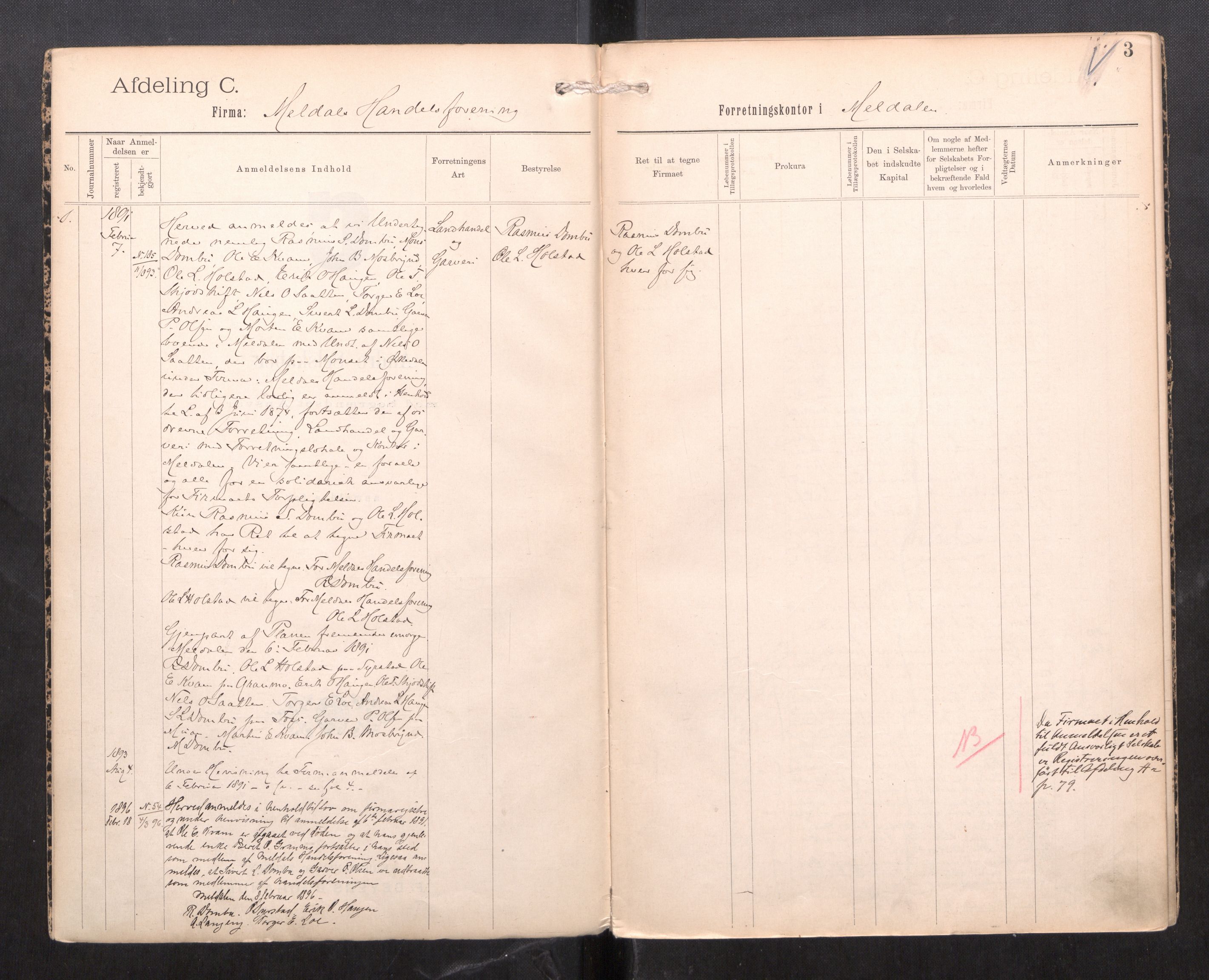 Orkdal sorenskriveri, AV/SAT-A-4169/2/J/Ja/Jaa/L0011: Firmaregister C, 1891-1895, p. 4