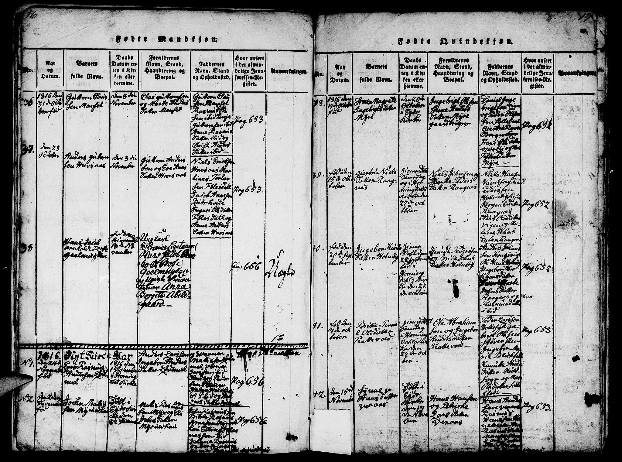 Eid sokneprestembete, AV/SAB-A-82301/H/Hab/Haba/L0001: Parish register (copy) no. A 1, 1816-1862, p. 16-17