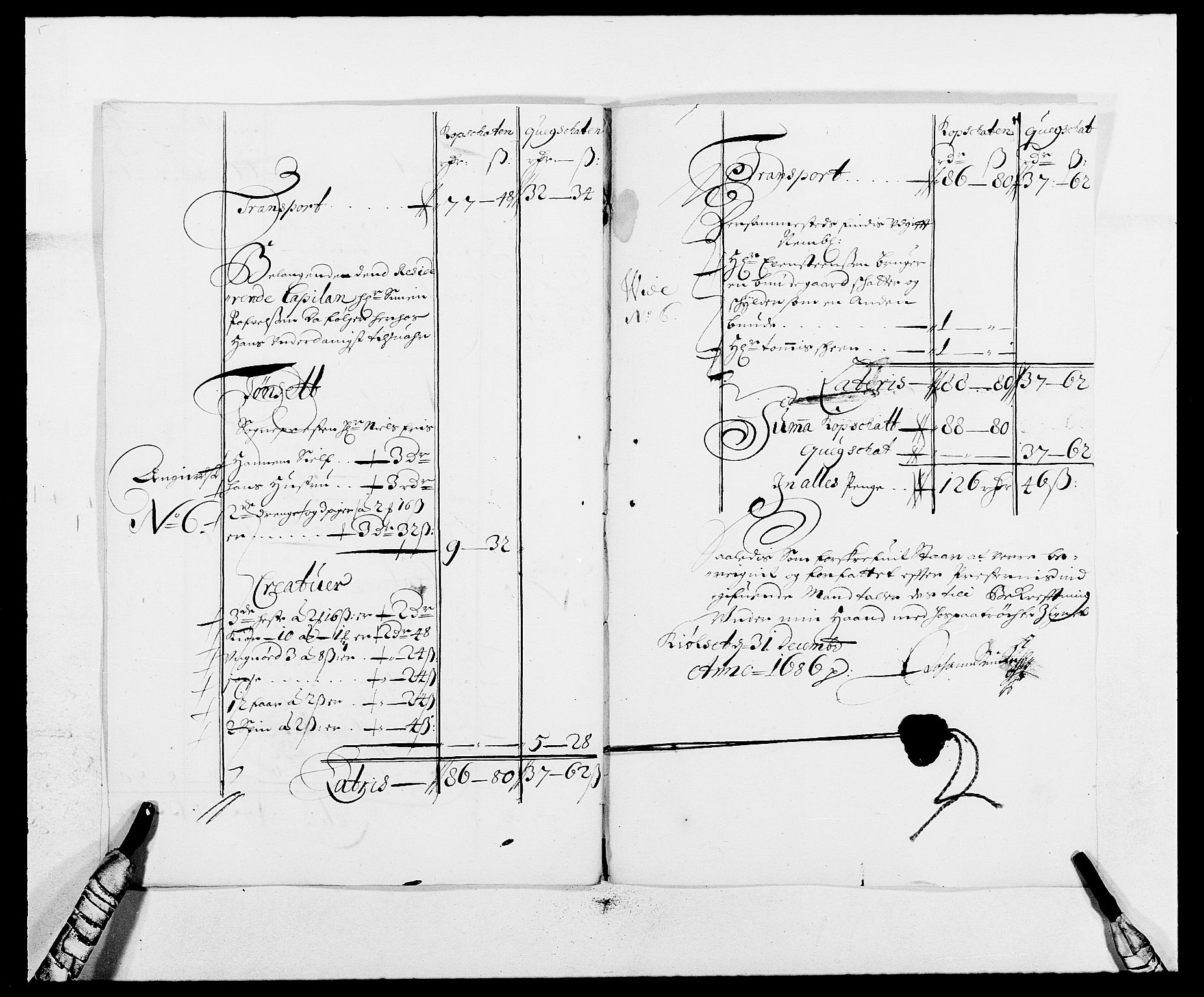 Rentekammeret inntil 1814, Reviderte regnskaper, Fogderegnskap, AV/RA-EA-4092/R13/L0823: Fogderegnskap Solør, Odal og Østerdal, 1686, p. 251