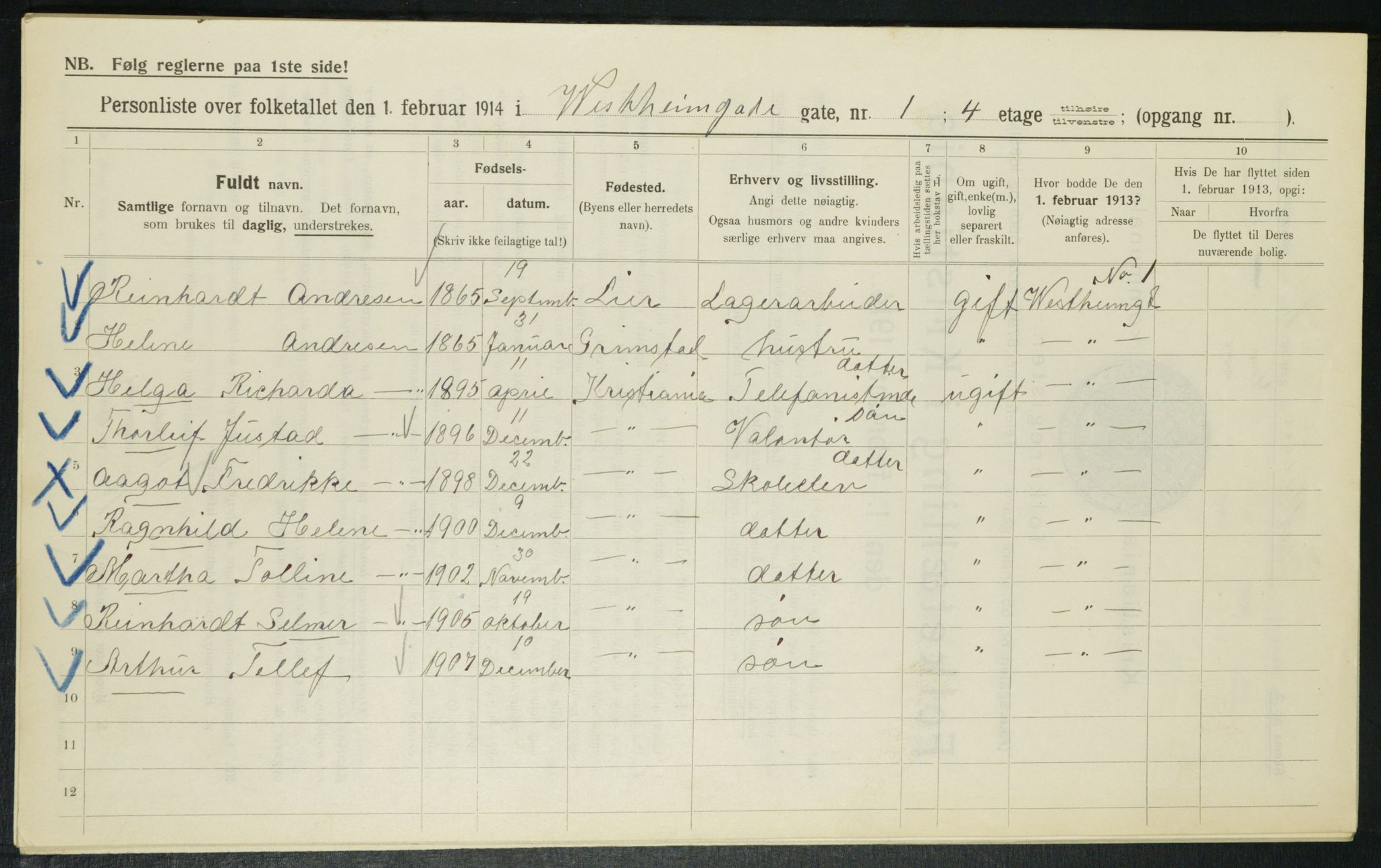 OBA, Municipal Census 1914 for Kristiania, 1914, p. 123480