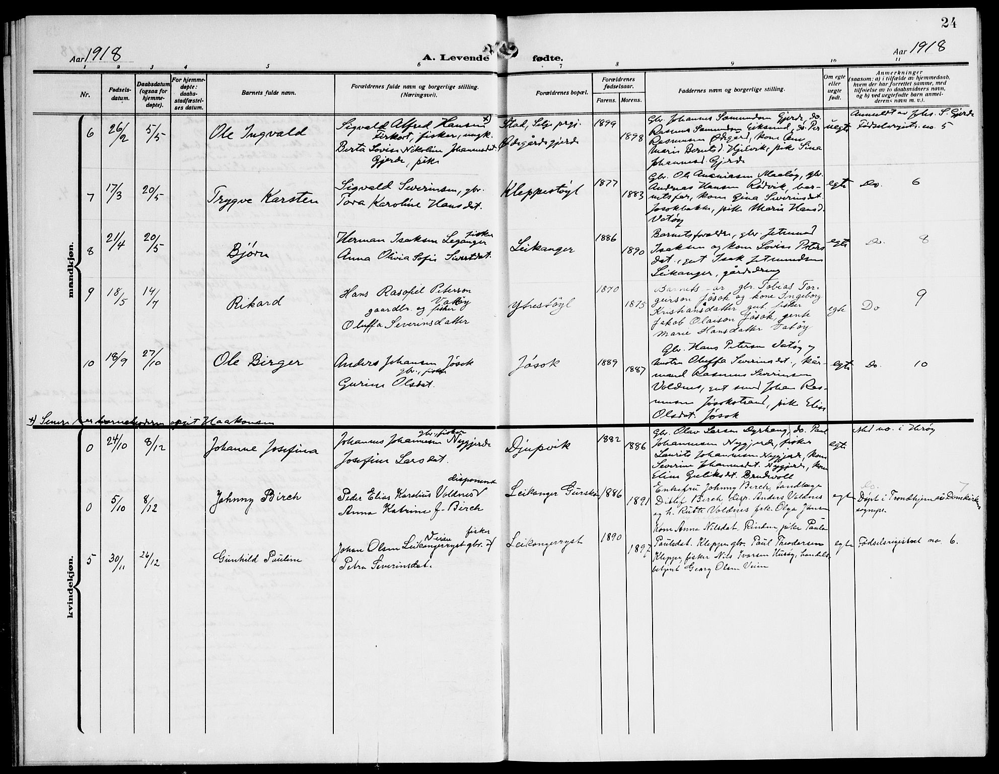 Ministerialprotokoller, klokkerbøker og fødselsregistre - Møre og Romsdal, AV/SAT-A-1454/508/L0096: Parish register (official) no. 508A03, 1911-1920, p. 24