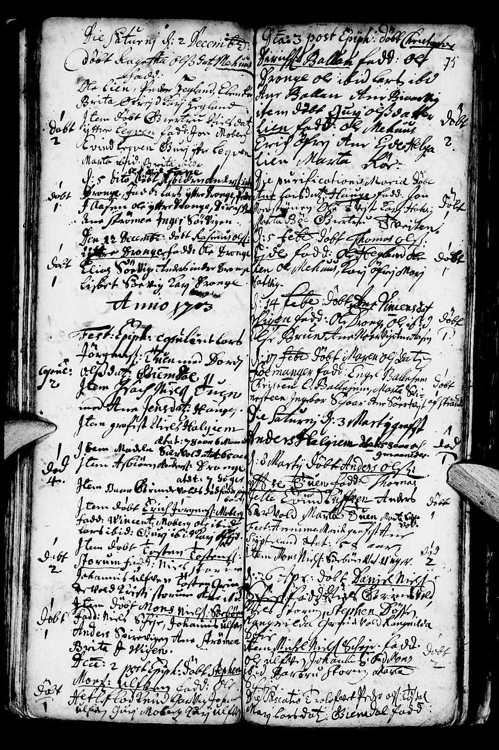 Os sokneprestembete, SAB/A-99929: Parish register (official) no. A 1, 1669-1722, p. 75