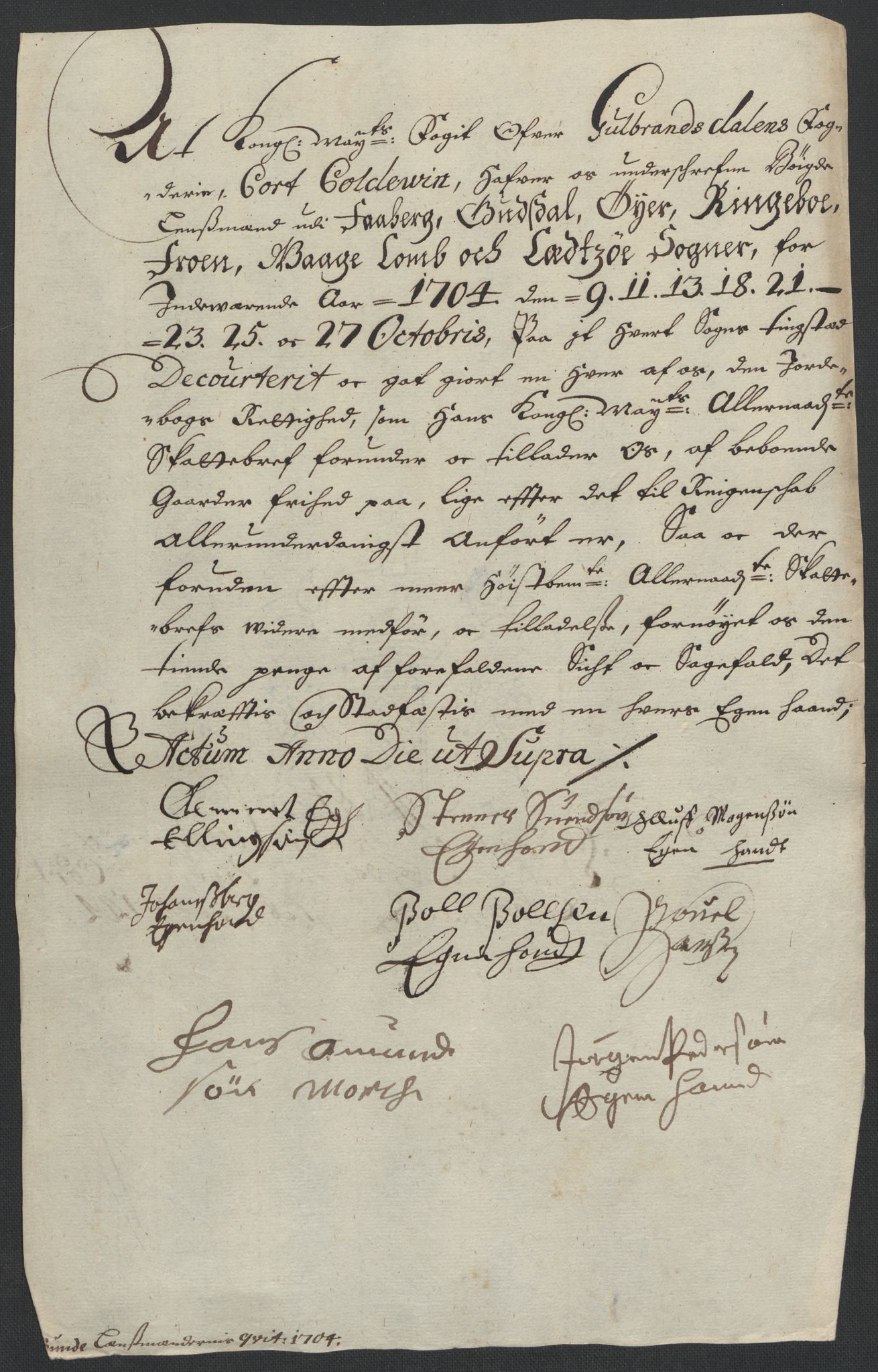 Rentekammeret inntil 1814, Reviderte regnskaper, Fogderegnskap, AV/RA-EA-4092/R17/L1177: Fogderegnskap Gudbrandsdal, 1704, p. 148