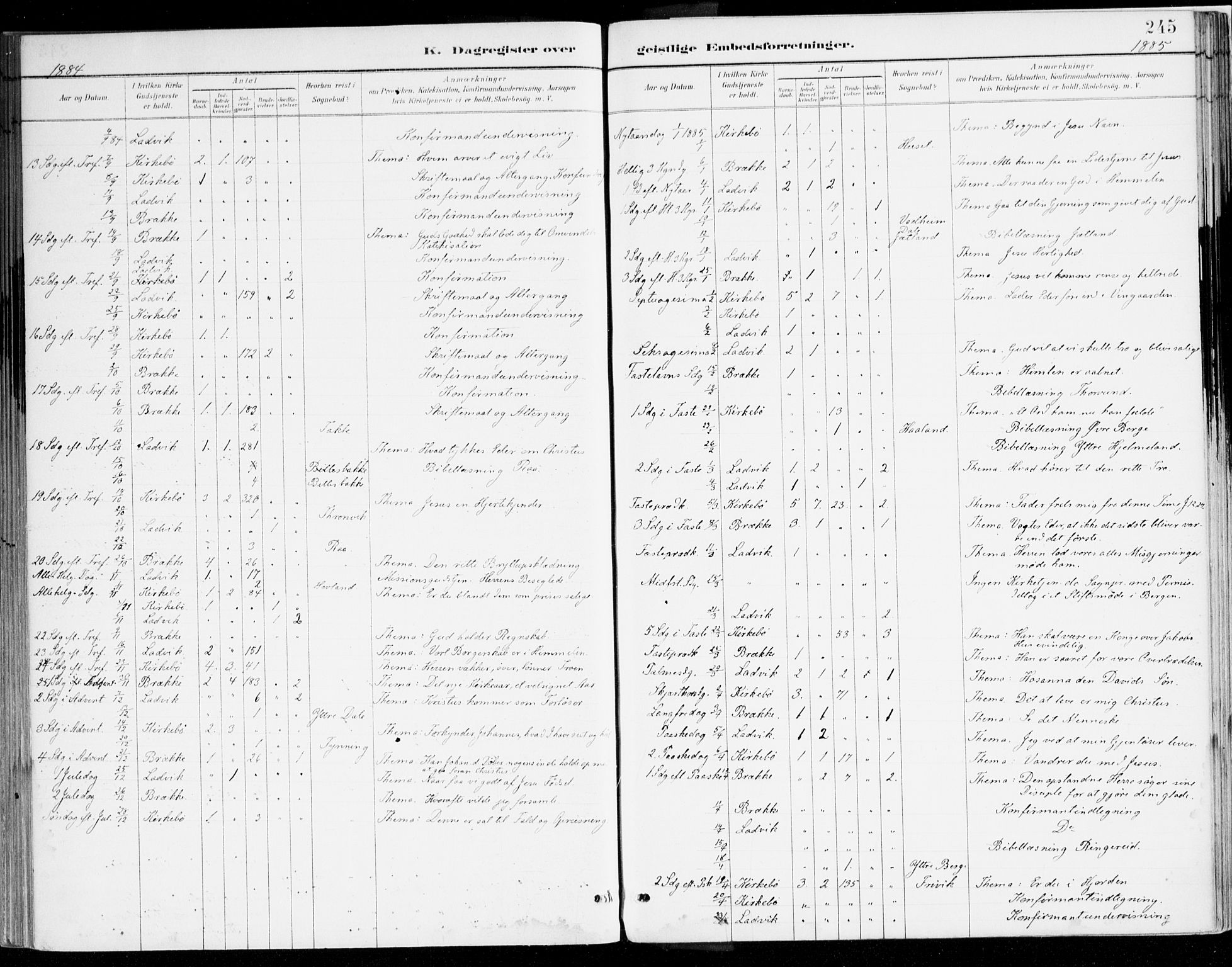 Lavik sokneprestembete, AV/SAB-A-80901: Parish register (official) no. B 1, 1882-1908, p. 245