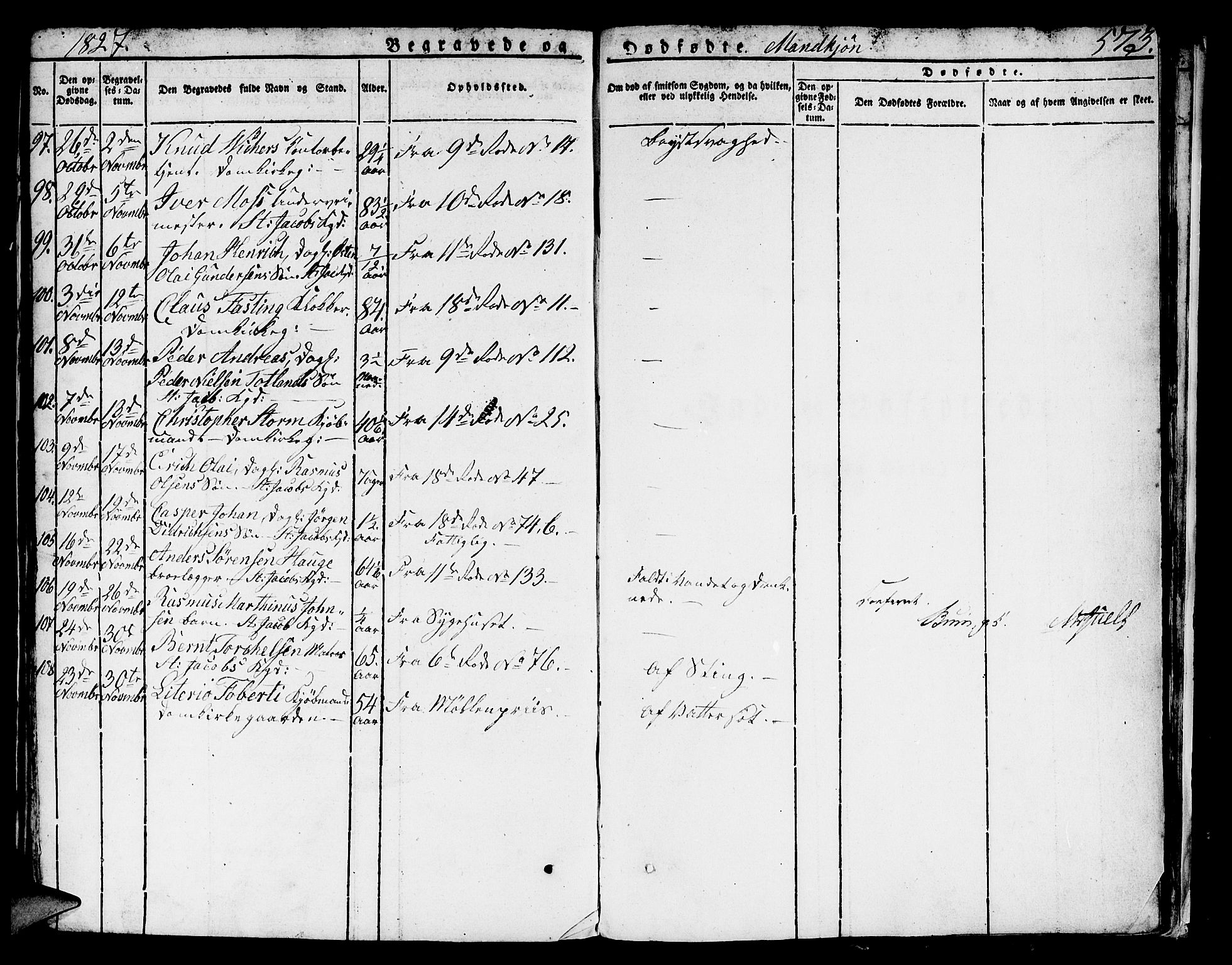 Domkirken sokneprestembete, AV/SAB-A-74801/H/Hab/L0002: Parish register (copy) no. A 2, 1821-1839, p. 573