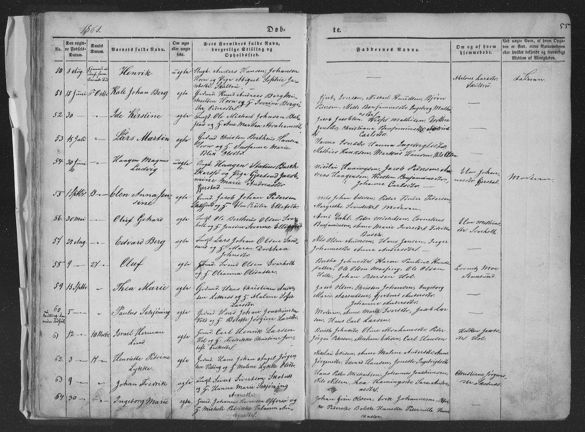 Ministerialprotokoller, klokkerbøker og fødselsregistre - Nordland, AV/SAT-A-1459/881/L1165: Parish register (copy) no. 881C02, 1854-1876, p. 55