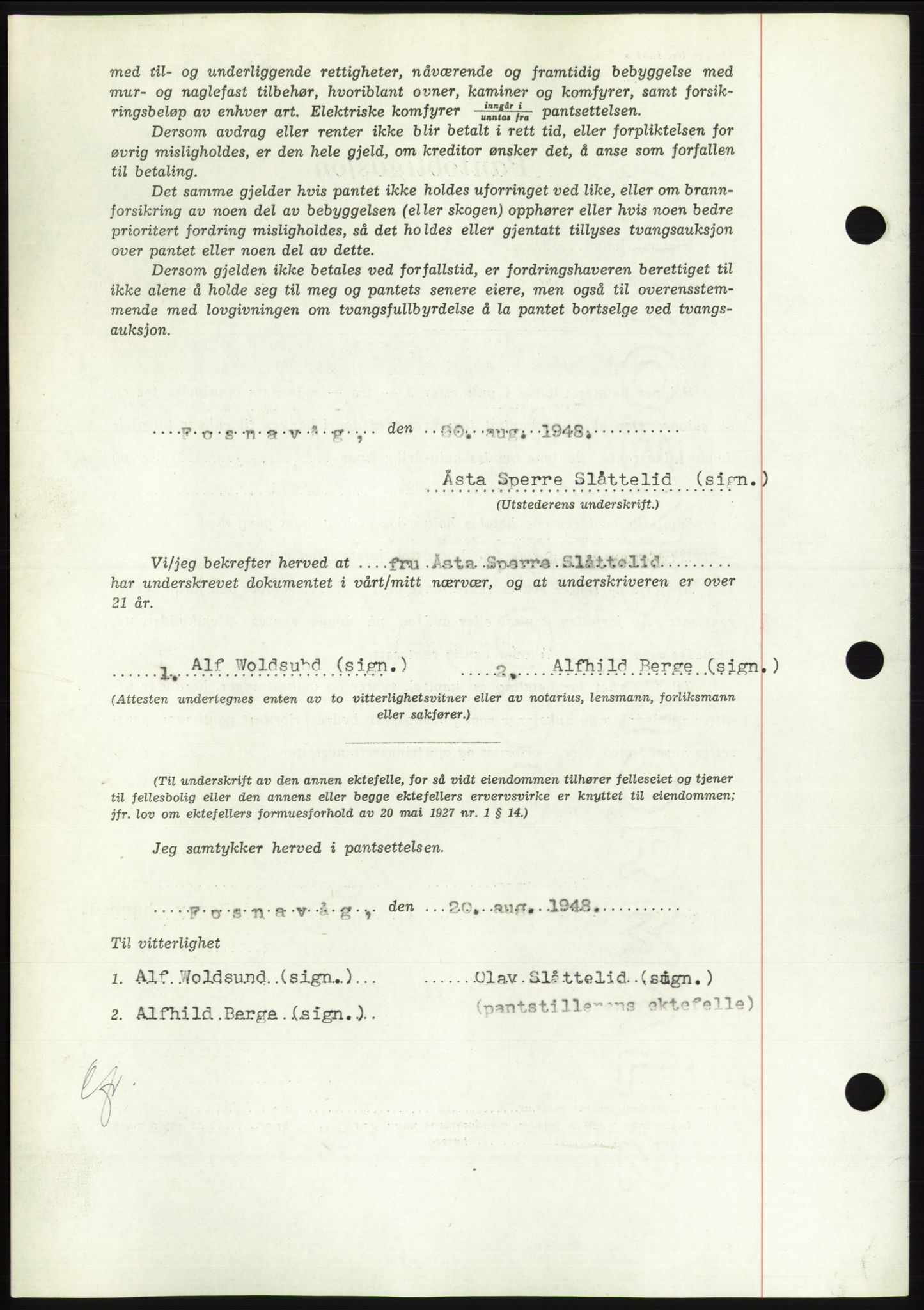 Søre Sunnmøre sorenskriveri, AV/SAT-A-4122/1/2/2C/L0116: Mortgage book no. 4B, 1948-1949, Diary no: : 1221/1948