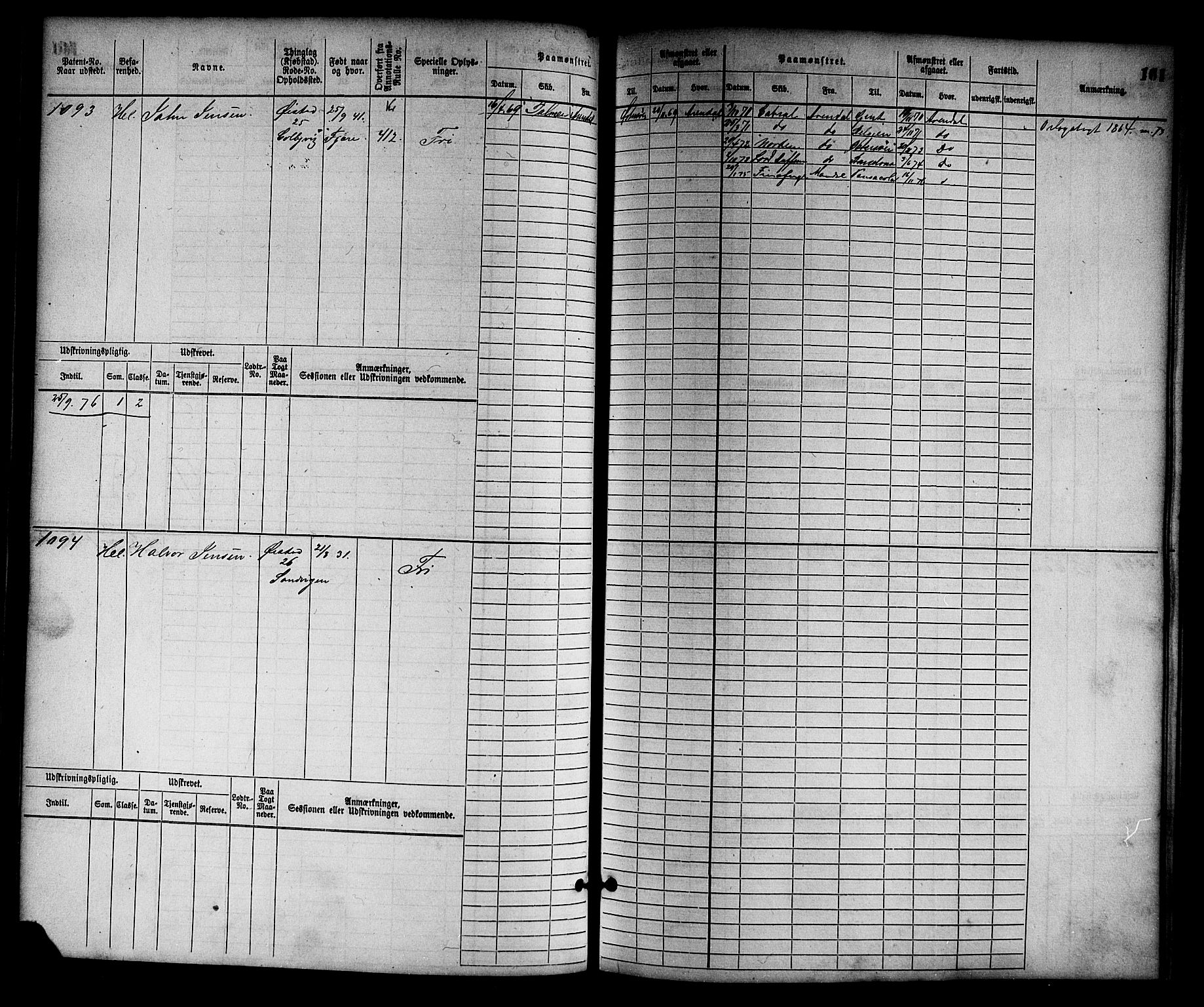 Arendal mønstringskrets, AV/SAK-2031-0012/F/Fb/L0011: Hovedrulle nr 775-1528, S-9, 1868-1885, p. 167