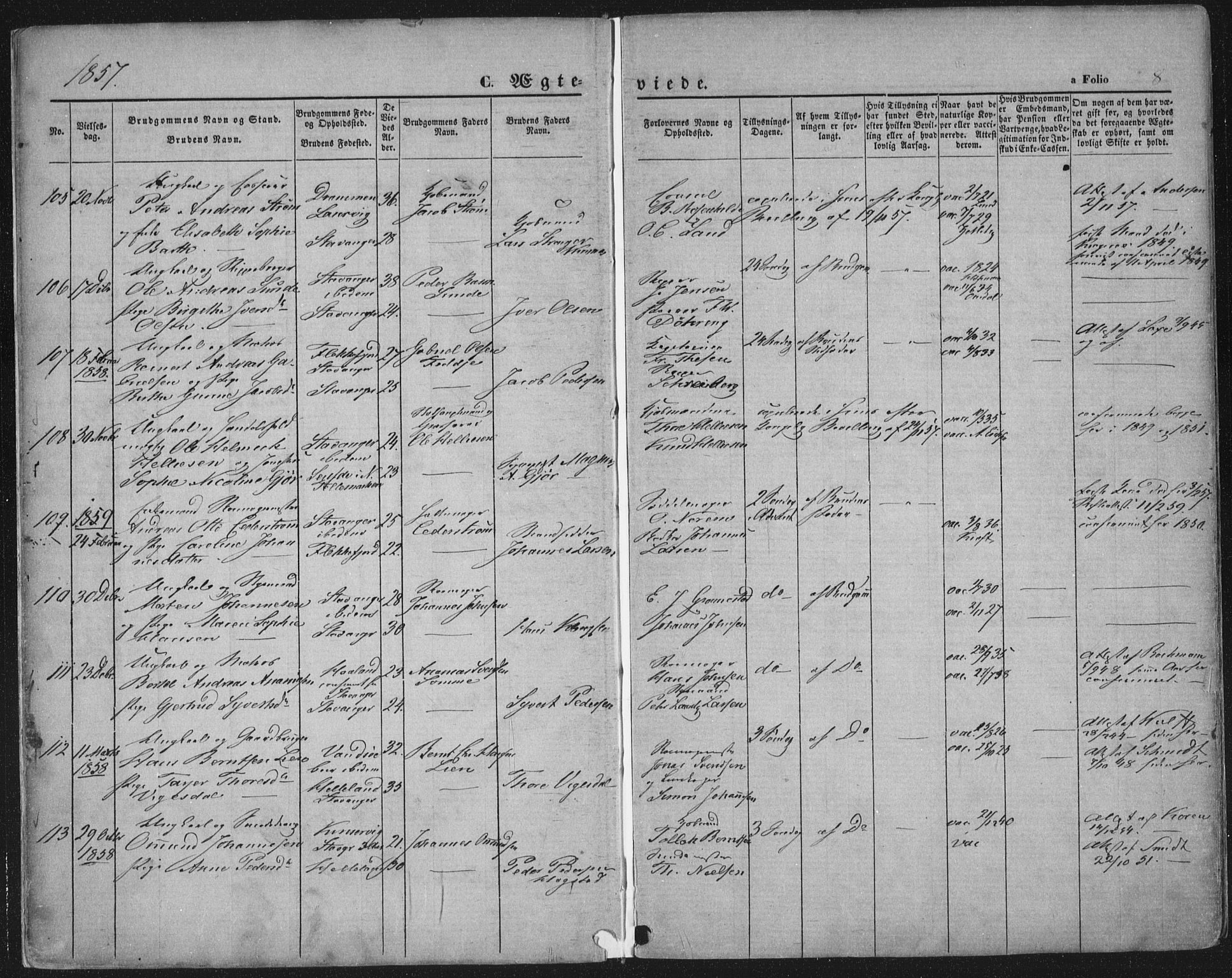 Domkirken sokneprestkontor, AV/SAST-A-101812/001/30/30BA/L0019: Parish register (official) no. A 18, 1857-1877, p. 8