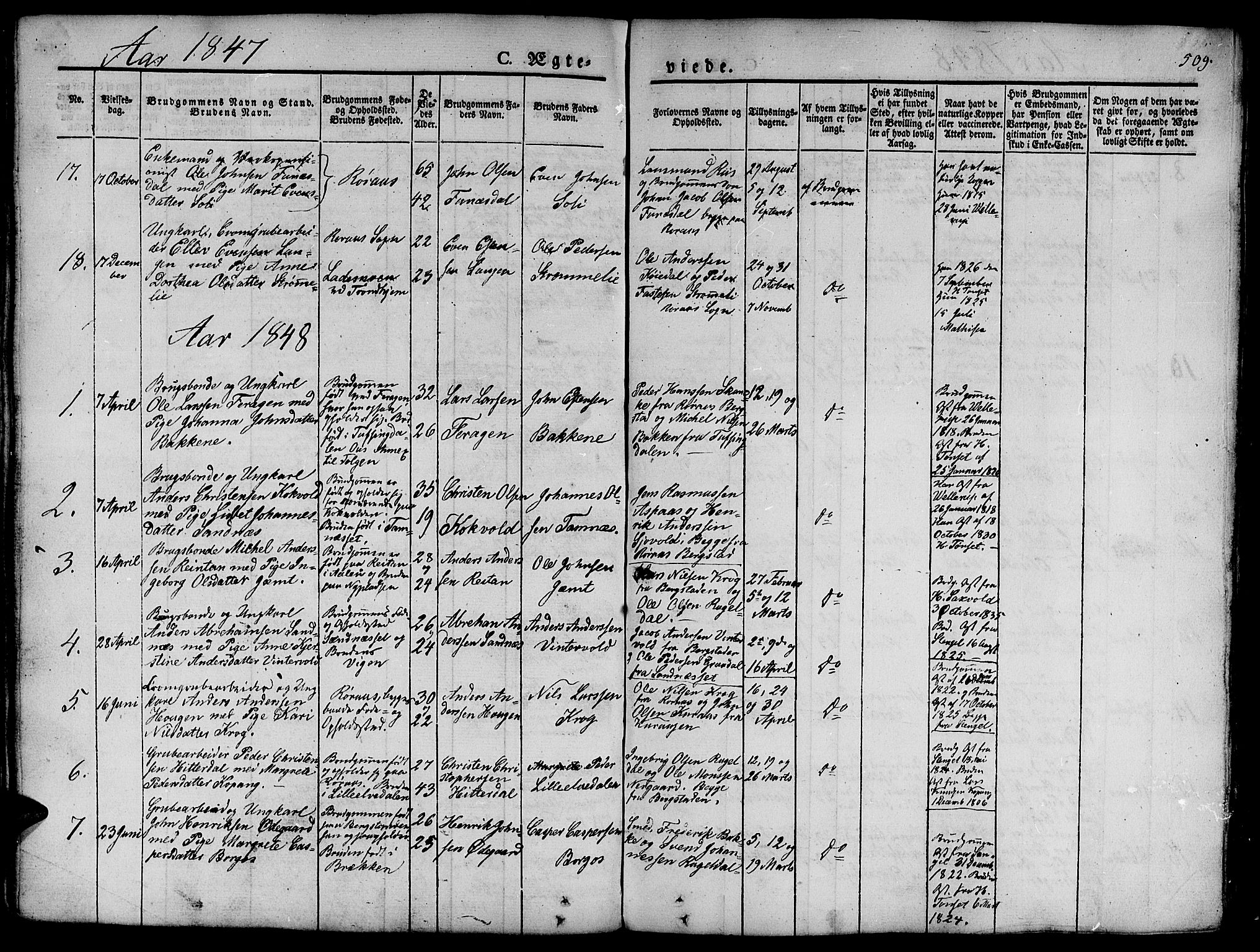 Ministerialprotokoller, klokkerbøker og fødselsregistre - Sør-Trøndelag, SAT/A-1456/681/L0939: Parish register (copy) no. 681C03, 1829-1855, p. 509