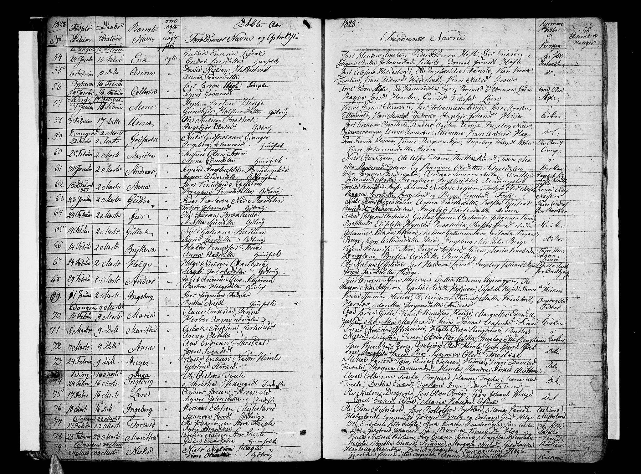 Voss sokneprestembete, SAB/A-79001/H/Haa: Parish register (official) no. A 12, 1823-1837, p. 55