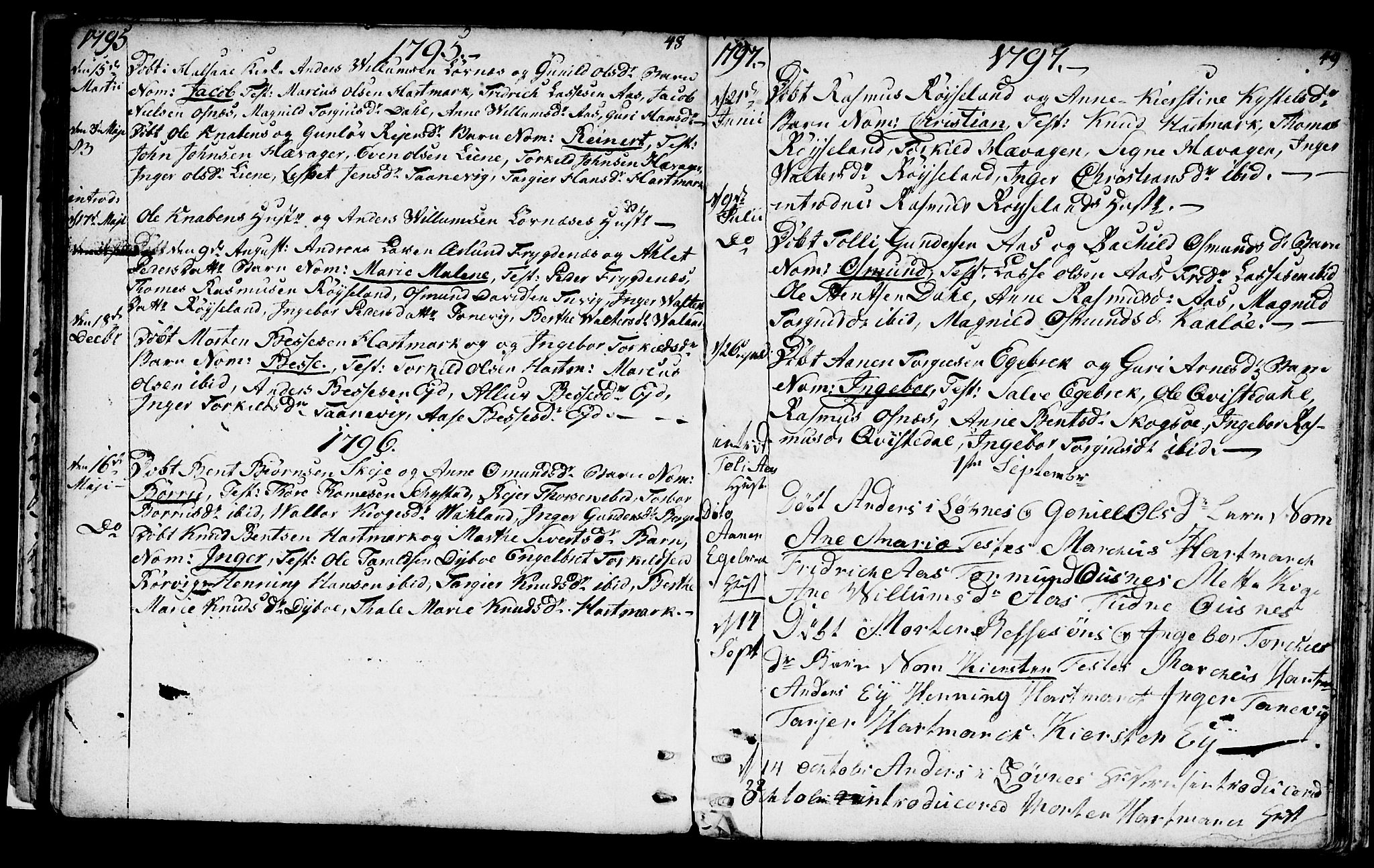 Mandal sokneprestkontor, SAK/1111-0030/F/Fa/Fab/L0002: Parish register (official) no. A 2, 1753-1801, p. 48-49