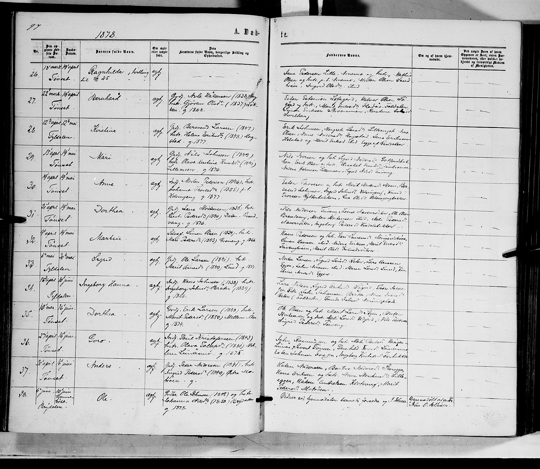 Tynset prestekontor, AV/SAH-PREST-058/H/Ha/Haa/L0021: Parish register (official) no. 21, 1863-1879, p. 97